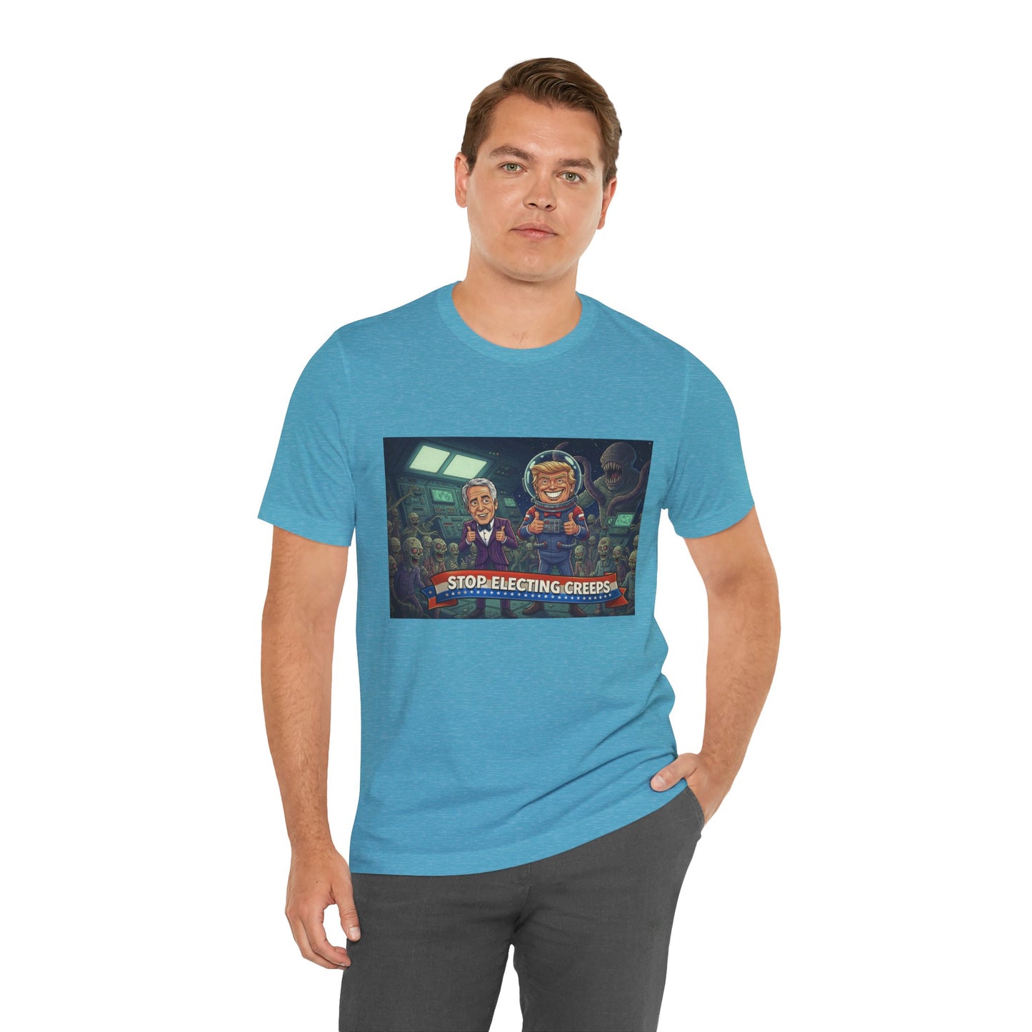 Political Satire Tee — “Stop Electing Creeps” Graphic Shirt