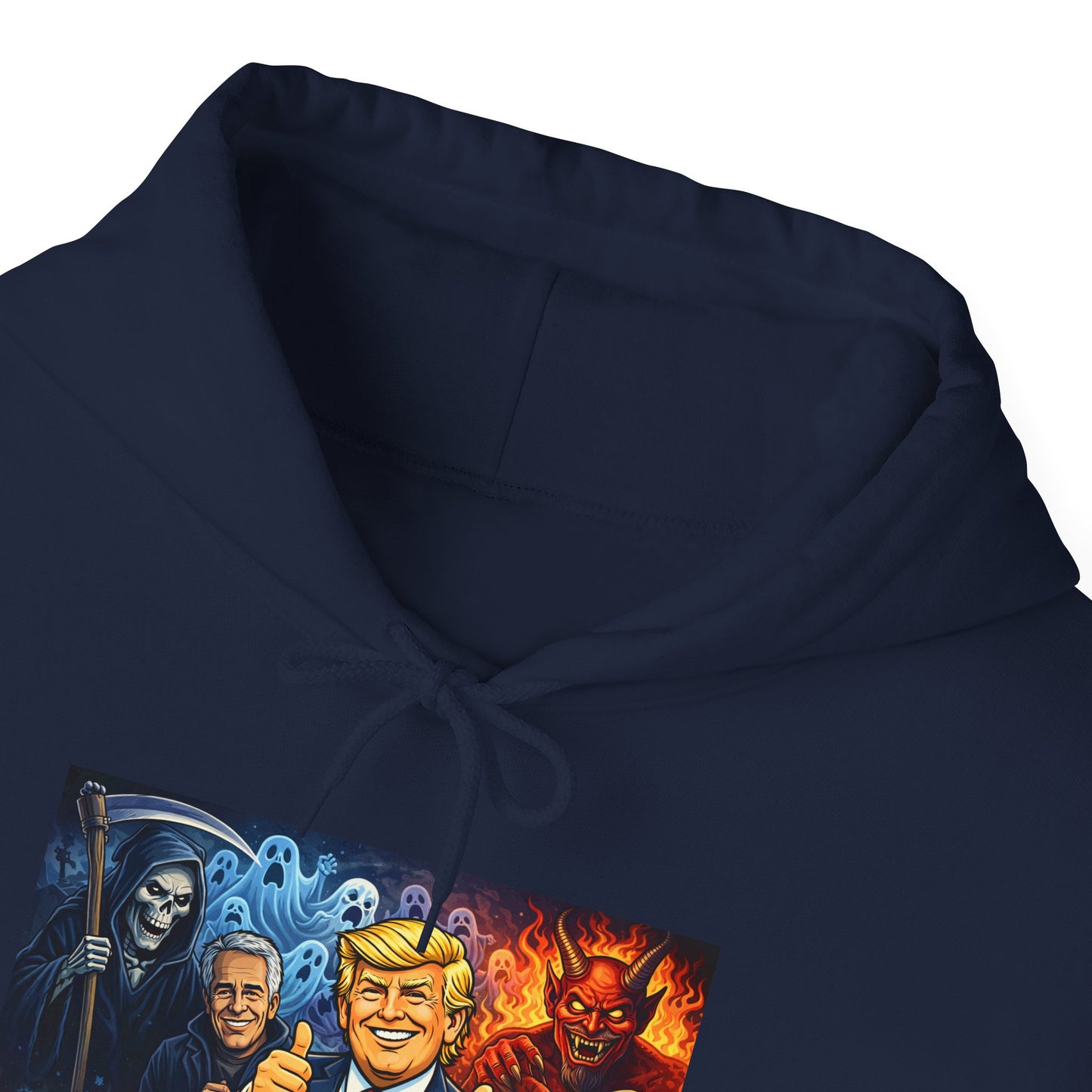 Political Caricature Hoodie — Bold Retro Satire Graphic Sweatshirt