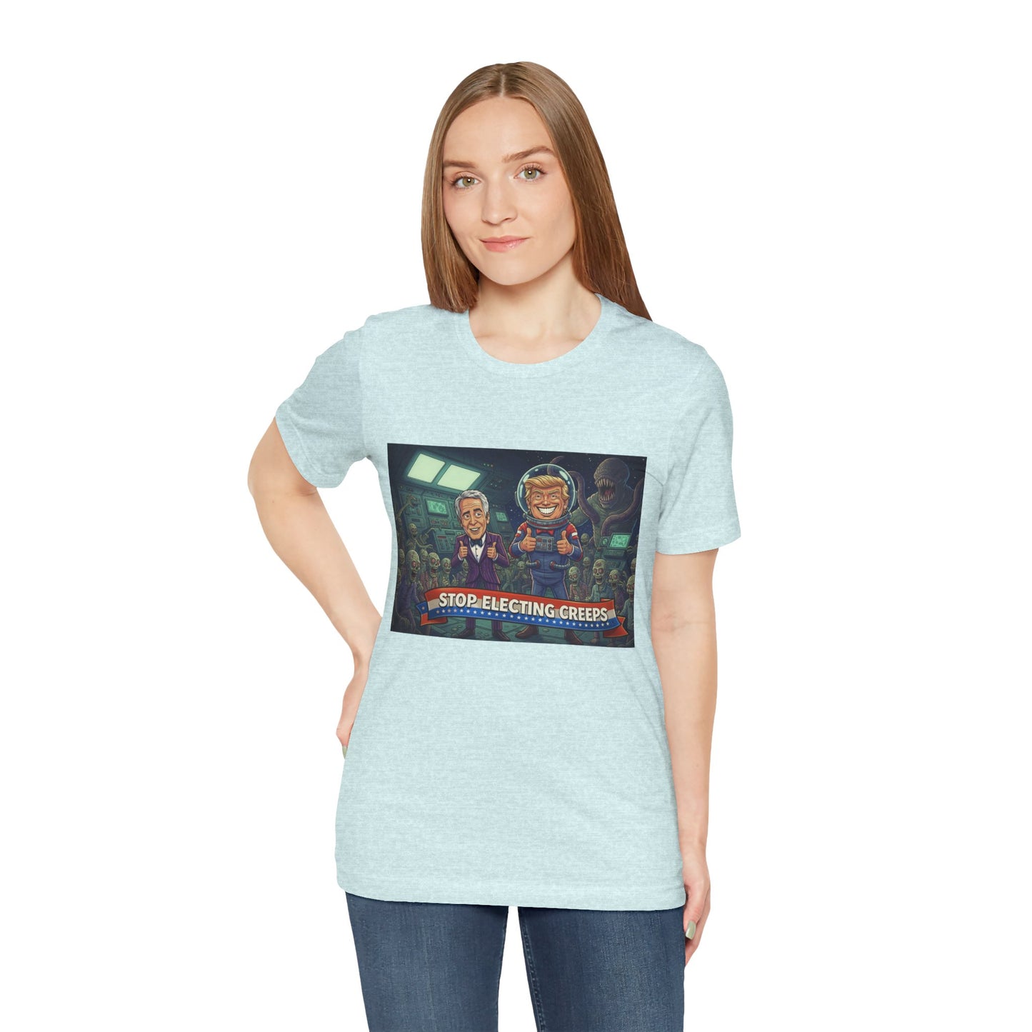 Political Satire Tee — “Stop Electing Creeps” Graphic Shirt