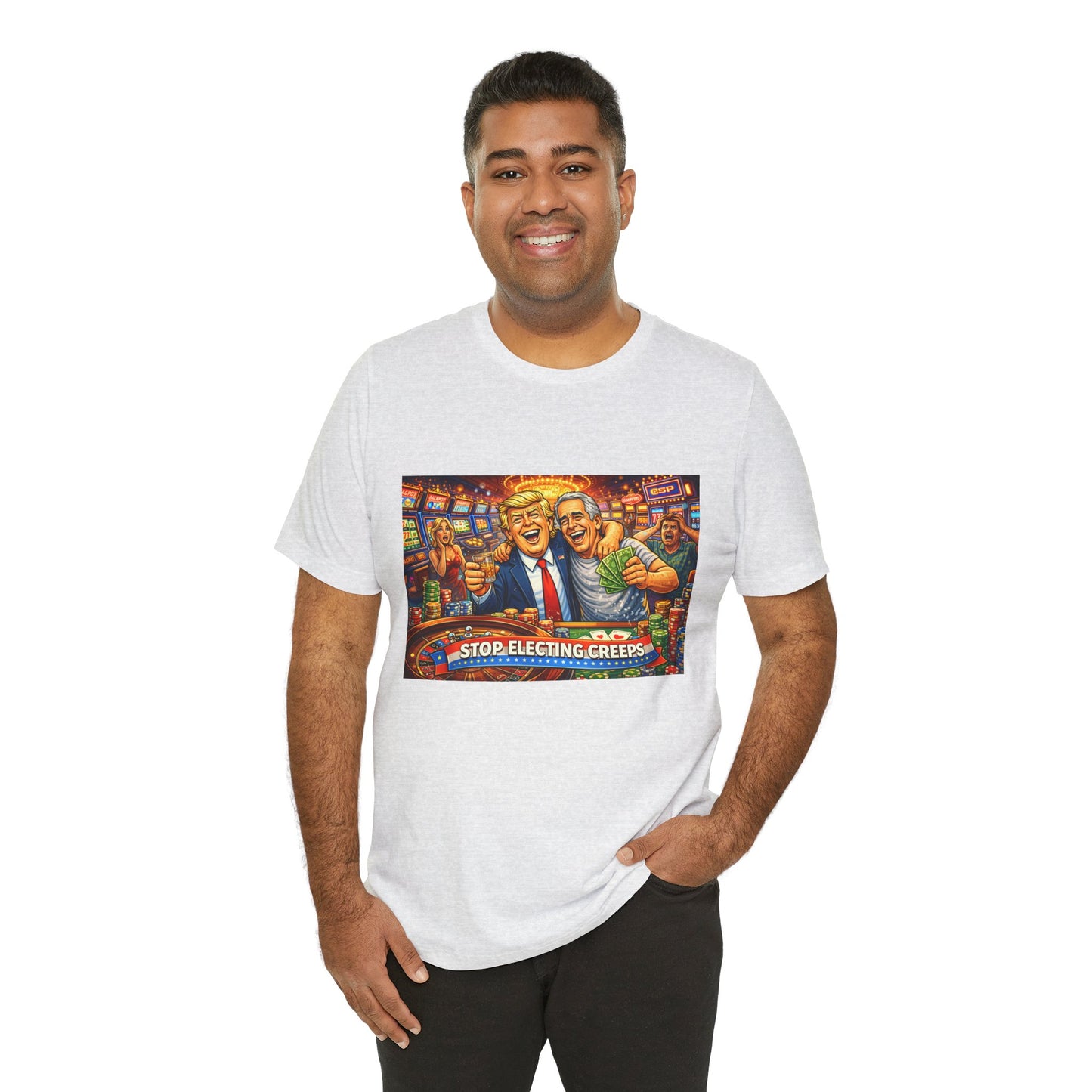 Stop Electing Creeps Graphic Tee — Political Satire T‑Shirt