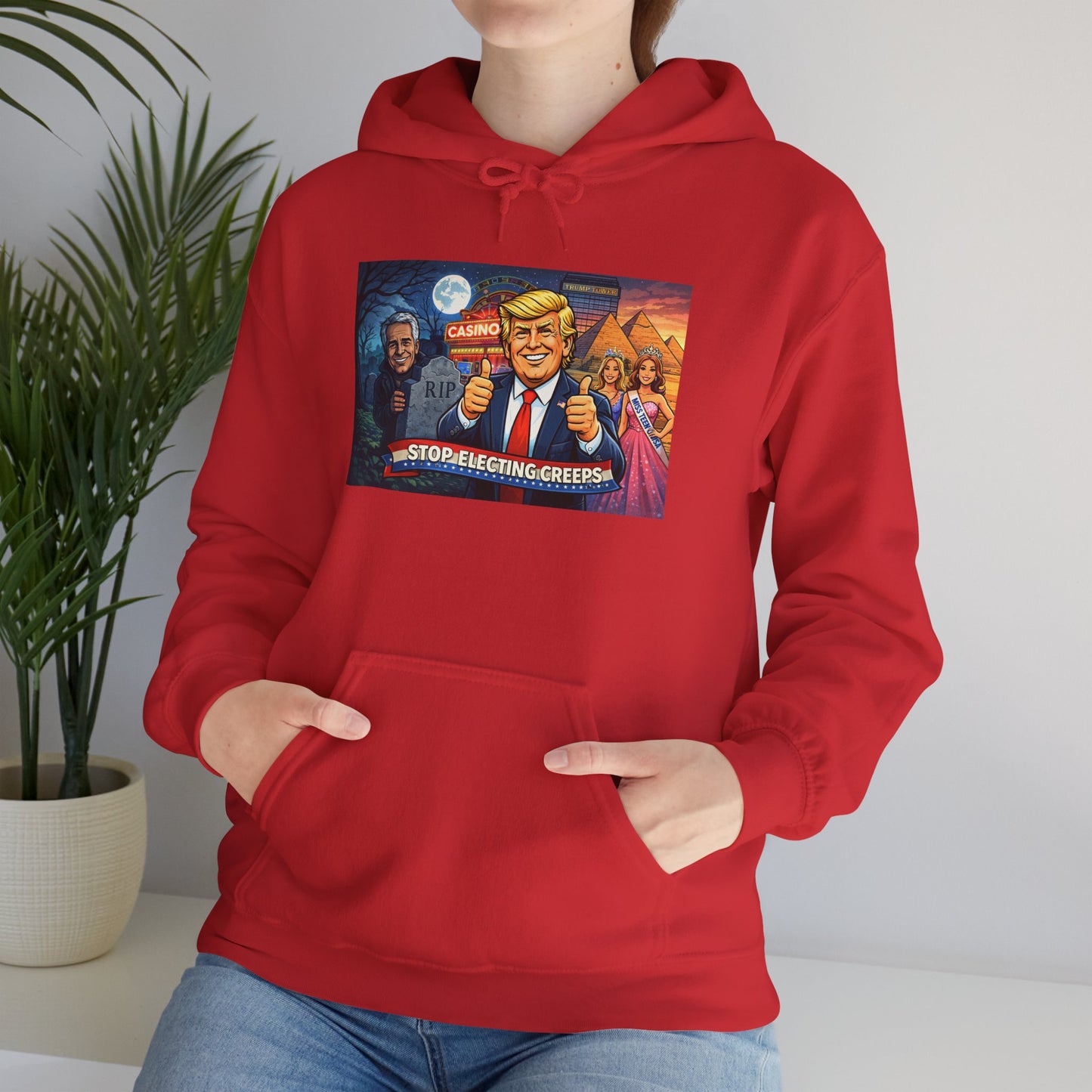 Political Hoodie — 'Make America Grateful' Cartoon Trump & Supporters Graphic Hoodie