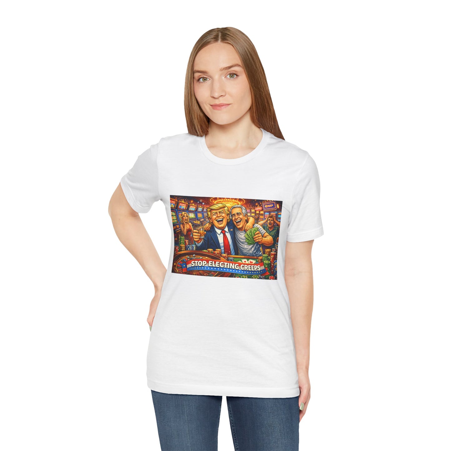 Stop Electing Creeps Graphic Tee — Political Satire T‑Shirt