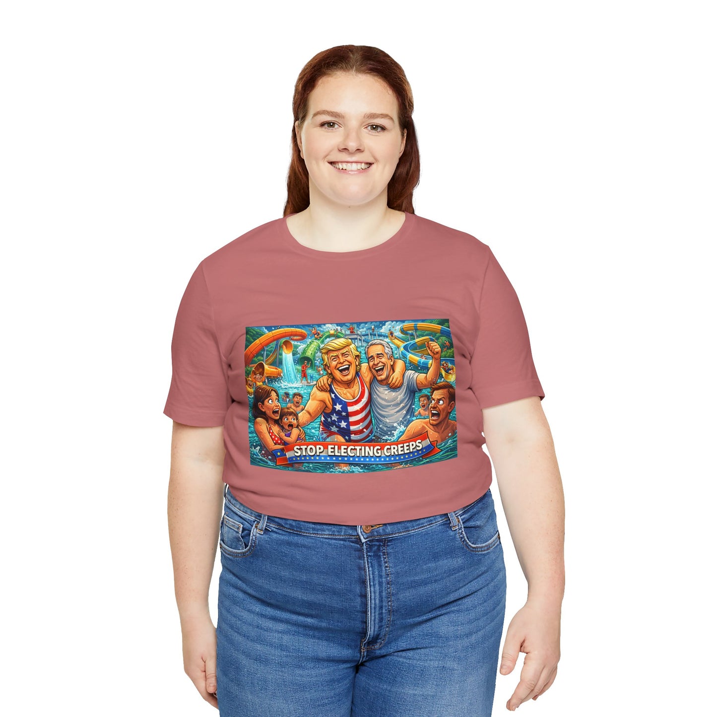 T‑Shirt — "Stop Fleecing Creeps" Beach Party Graphic Tee