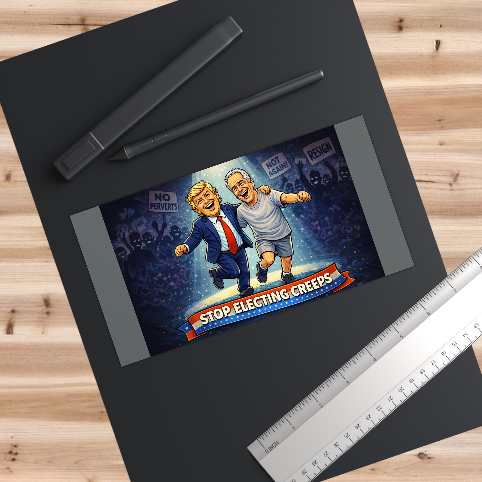 Bumper Sticker — 'Stop Electing Creeps' Political Protest Sticker (Trump & Biden Cartoon)