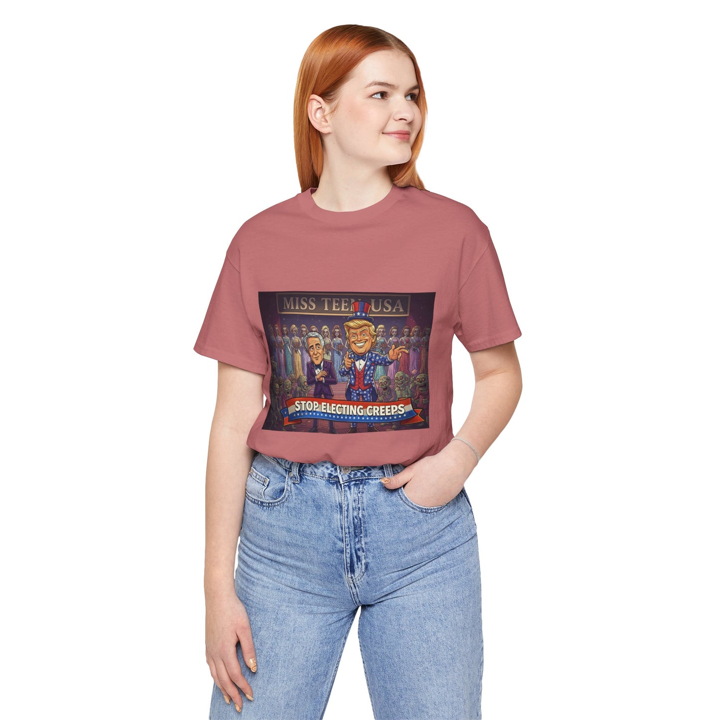 Political Satire Tee – "Stop Electing Creeps" Graphic Shirt