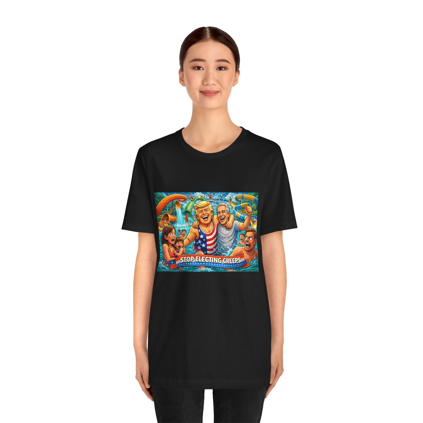 T‑Shirt — "Stop Fleecing Creeps" Beach Party Graphic Tee
