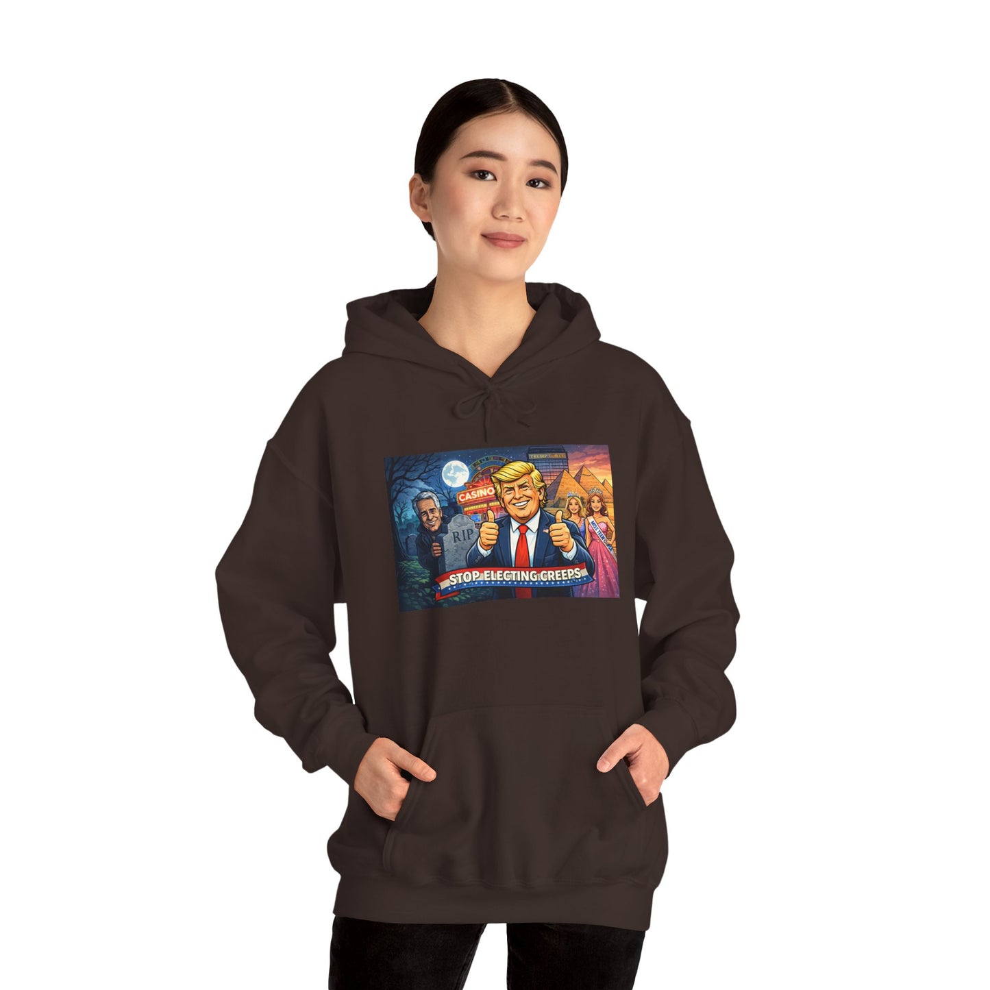 Political Hoodie — 'Make America Grateful' Cartoon Trump & Supporters Graphic Hoodie