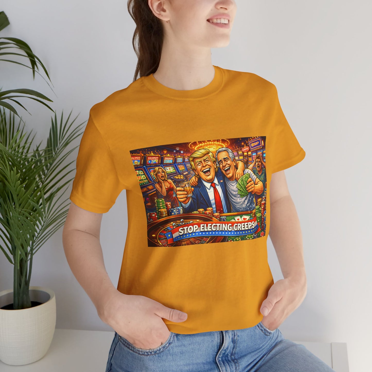 Stop Electing Creeps Graphic Tee — Political Satire T‑Shirt