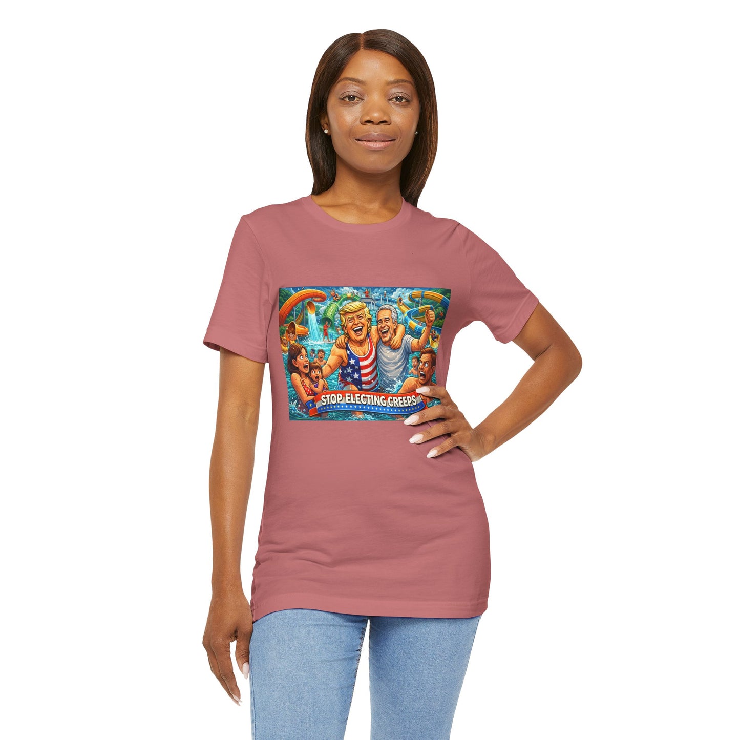 T‑Shirt — "Stop Fleecing Creeps" Beach Party Graphic Tee