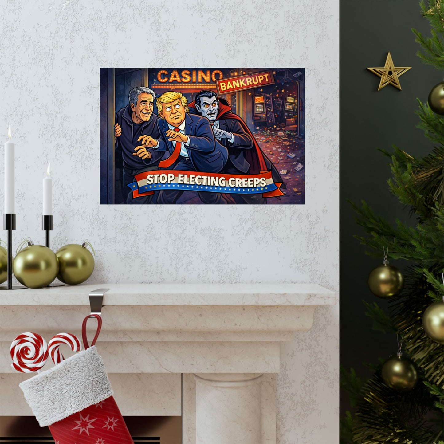 Matte Horizontal Poster — “Stop Electing Creeps” Political Satire Art