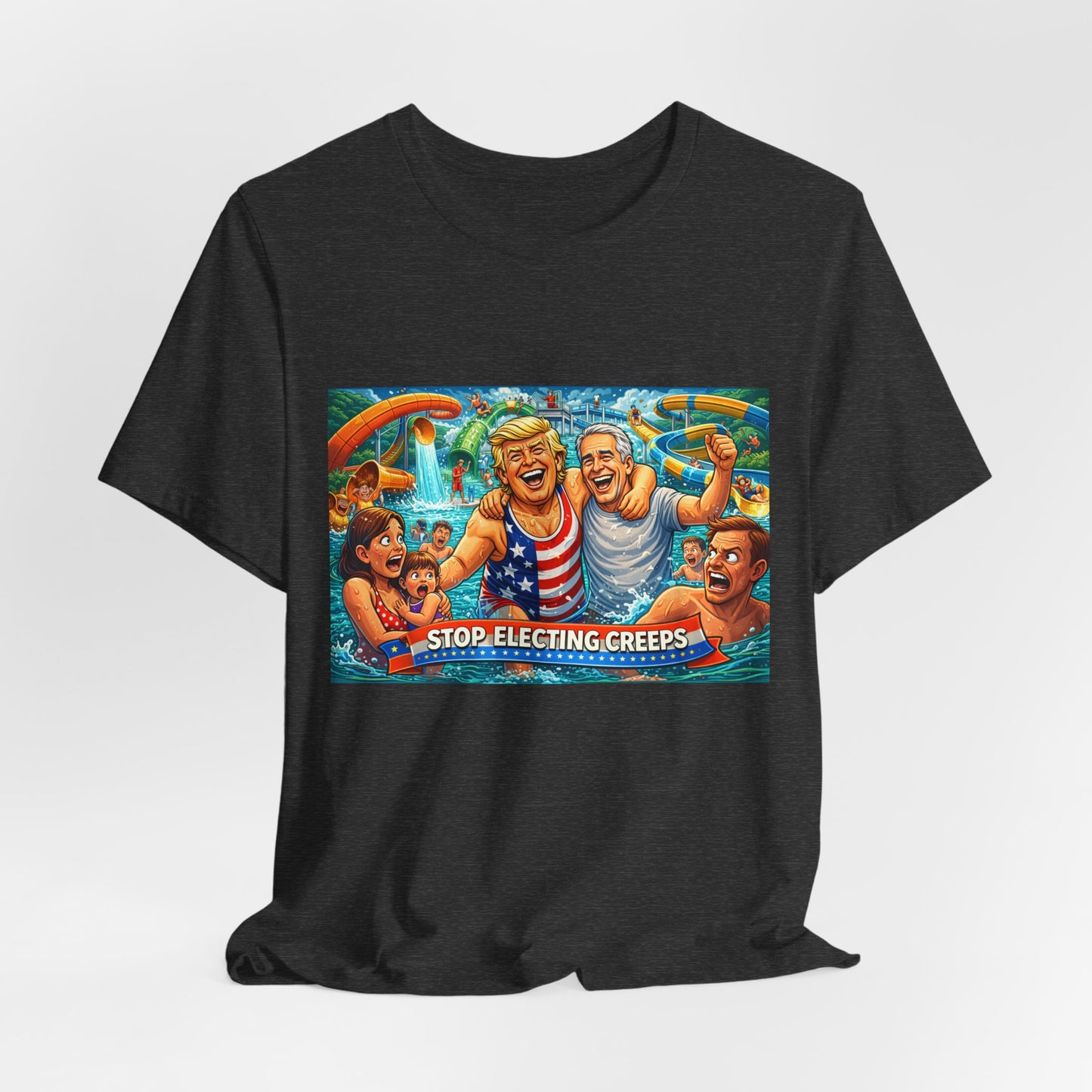 T‑Shirt — "Stop Fleecing Creeps" Beach Party Graphic Tee