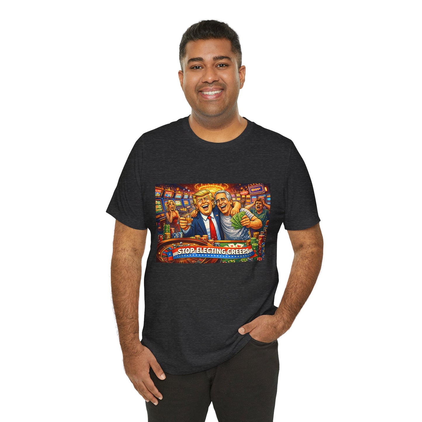 Stop Electing Creeps Graphic Tee — Political Satire T‑Shirt