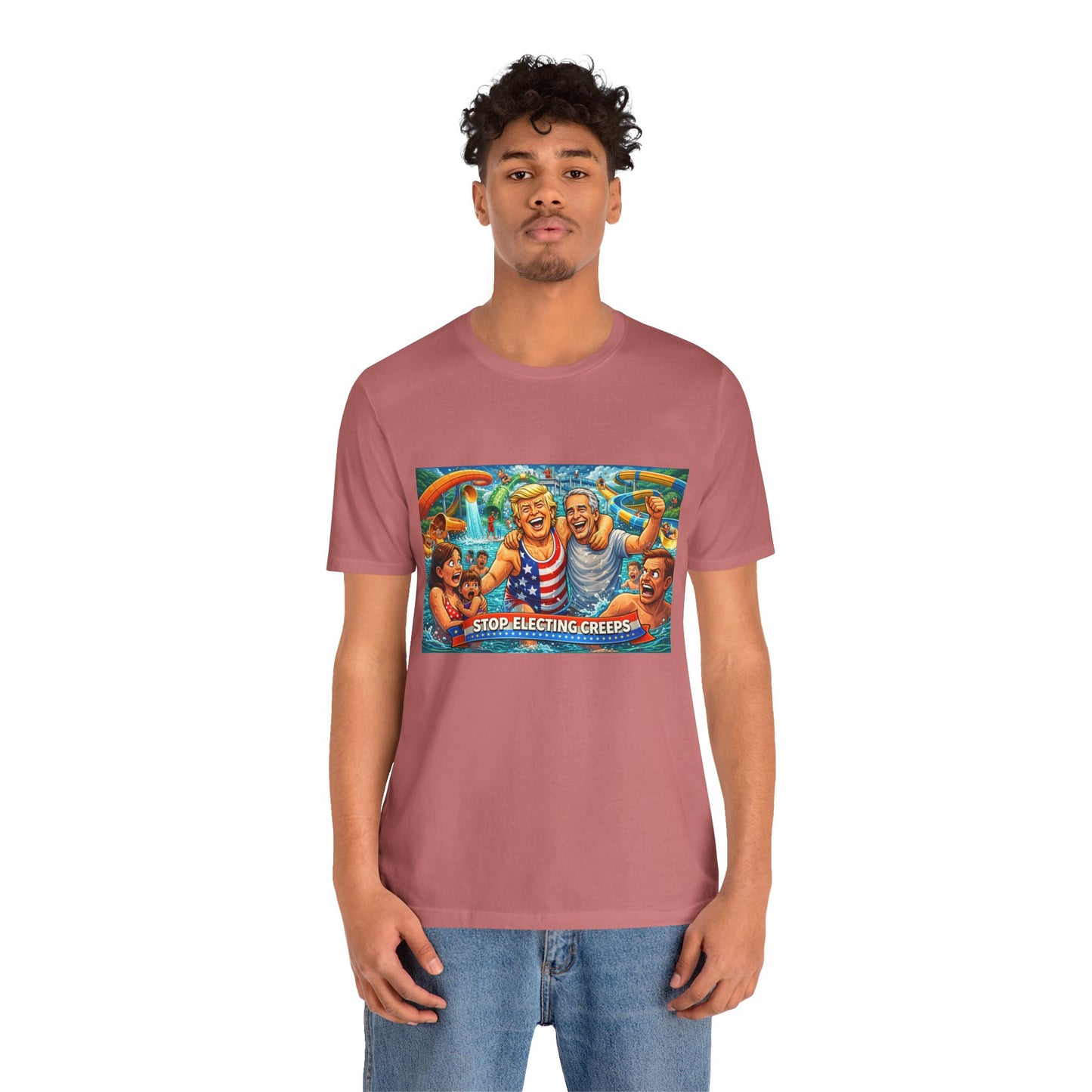 T‑Shirt — "Stop Fleecing Creeps" Beach Party Graphic Tee