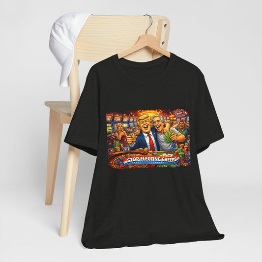 Stop Electing Creeps Graphic Tee — Political Satire T‑Shirt