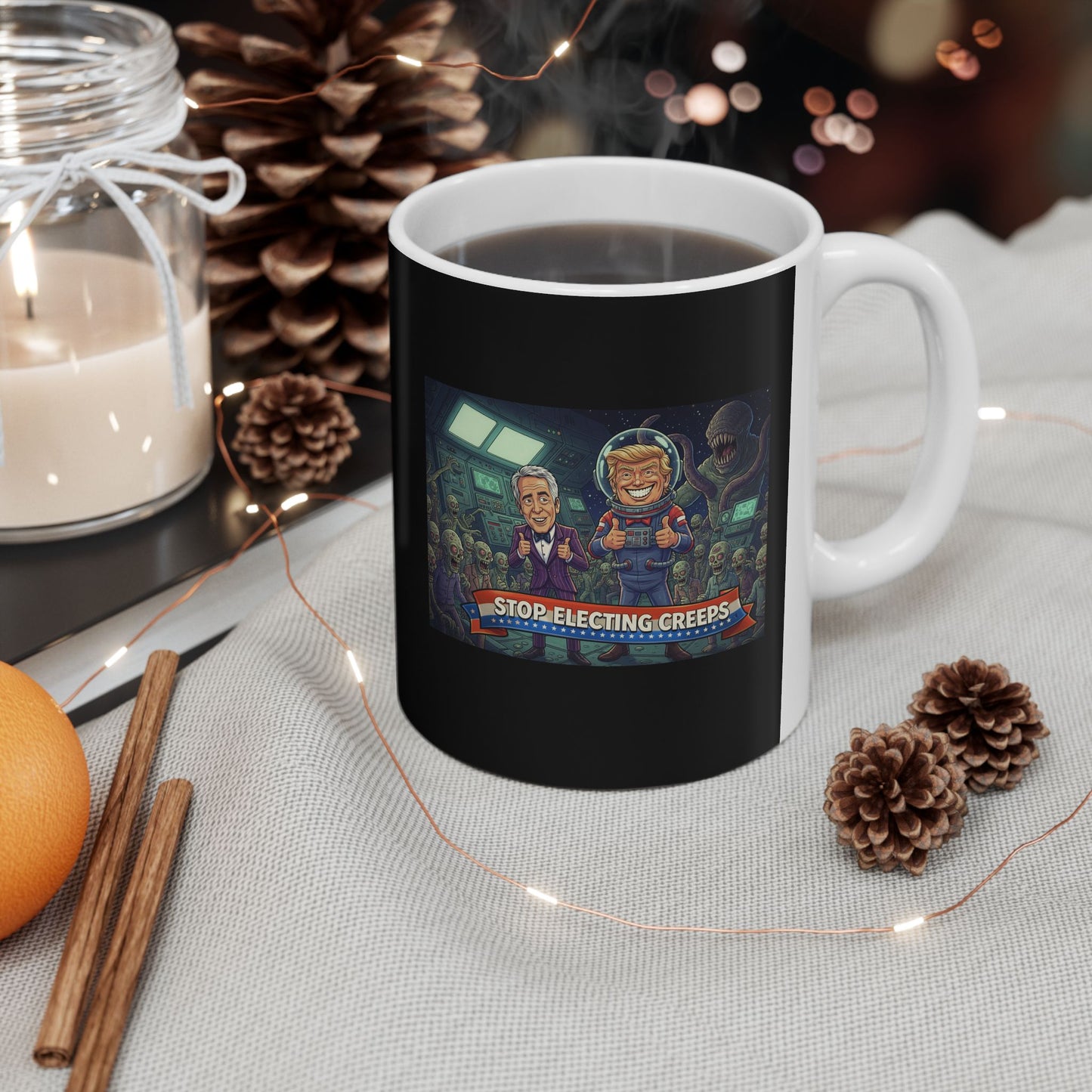 Coffee Mug - Retro Arcade Skeletons Gaming Scene (11oz/15oz)