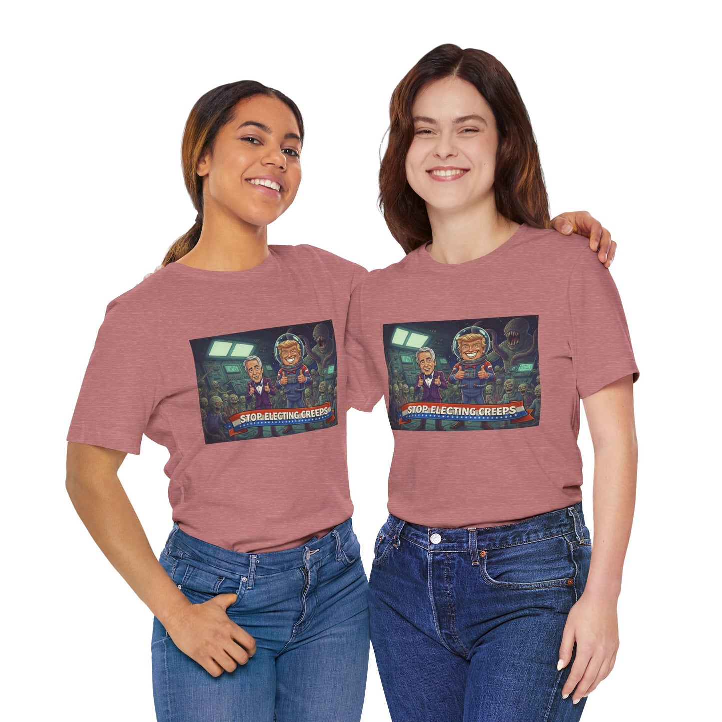 Political Satire Tee — “Stop Electing Creeps” Graphic Shirt