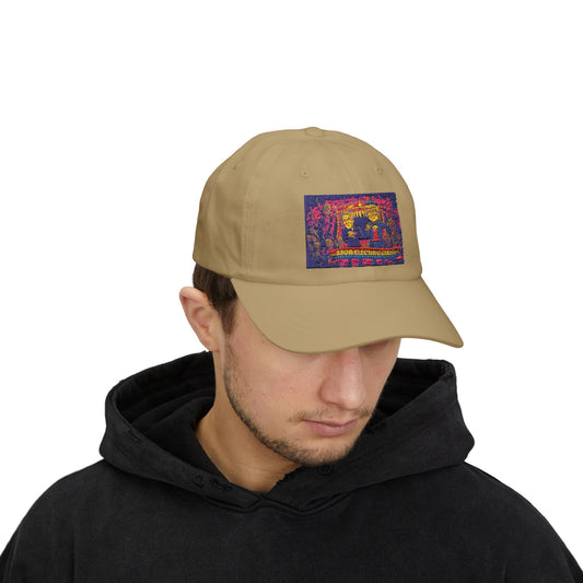 Dad Cap — Vintage Surfing Scene Embroidered 'Long Beach/Calif.' Hat