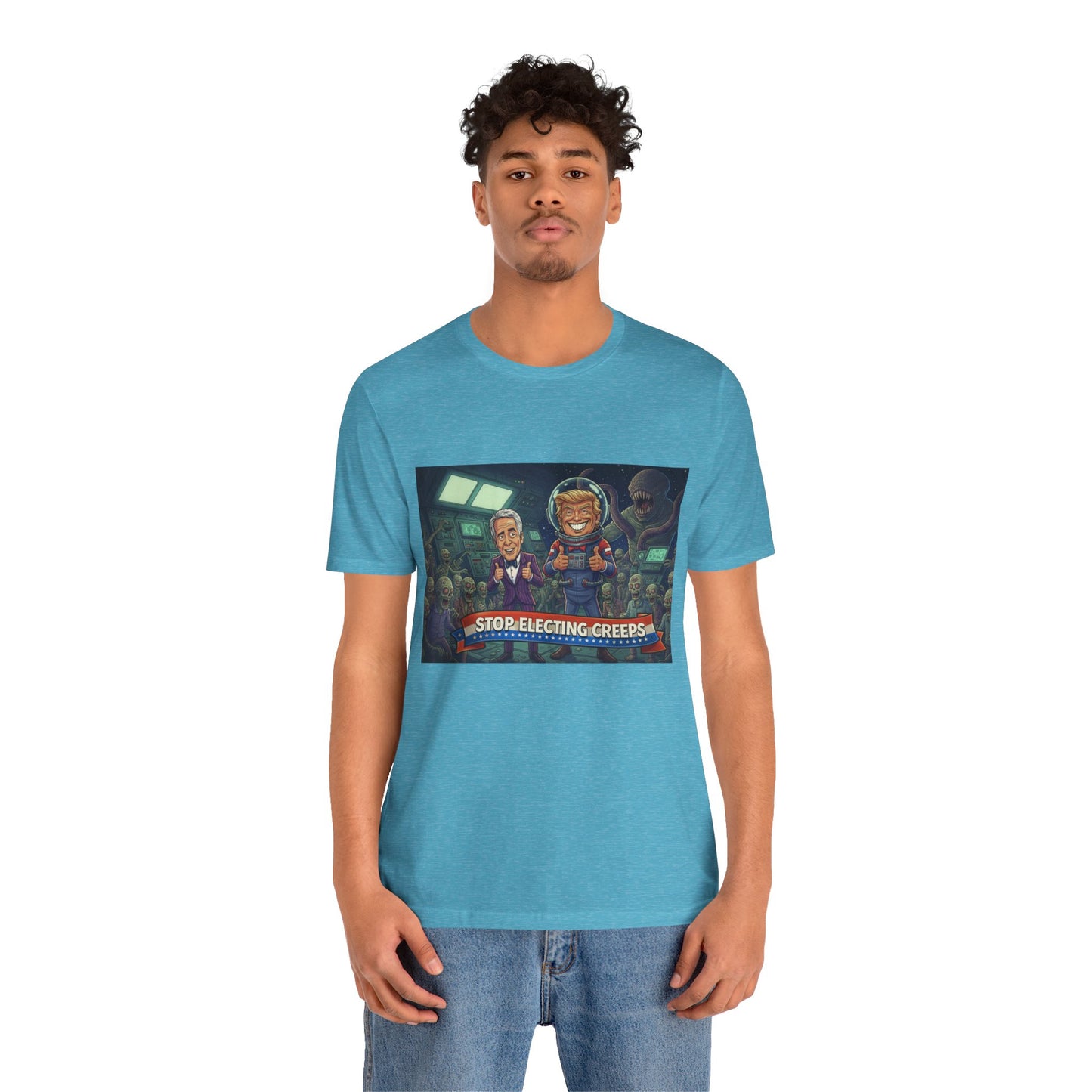 Political Satire Tee — “Stop Electing Creeps” Graphic Shirt