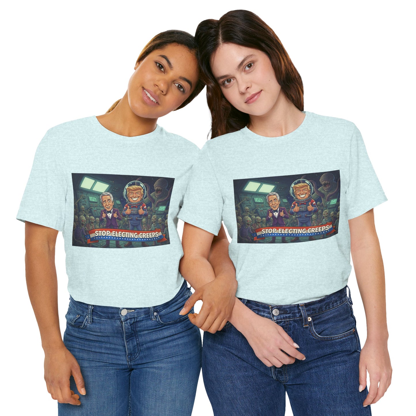 Political Satire Tee — “Stop Electing Creeps” Graphic Shirt