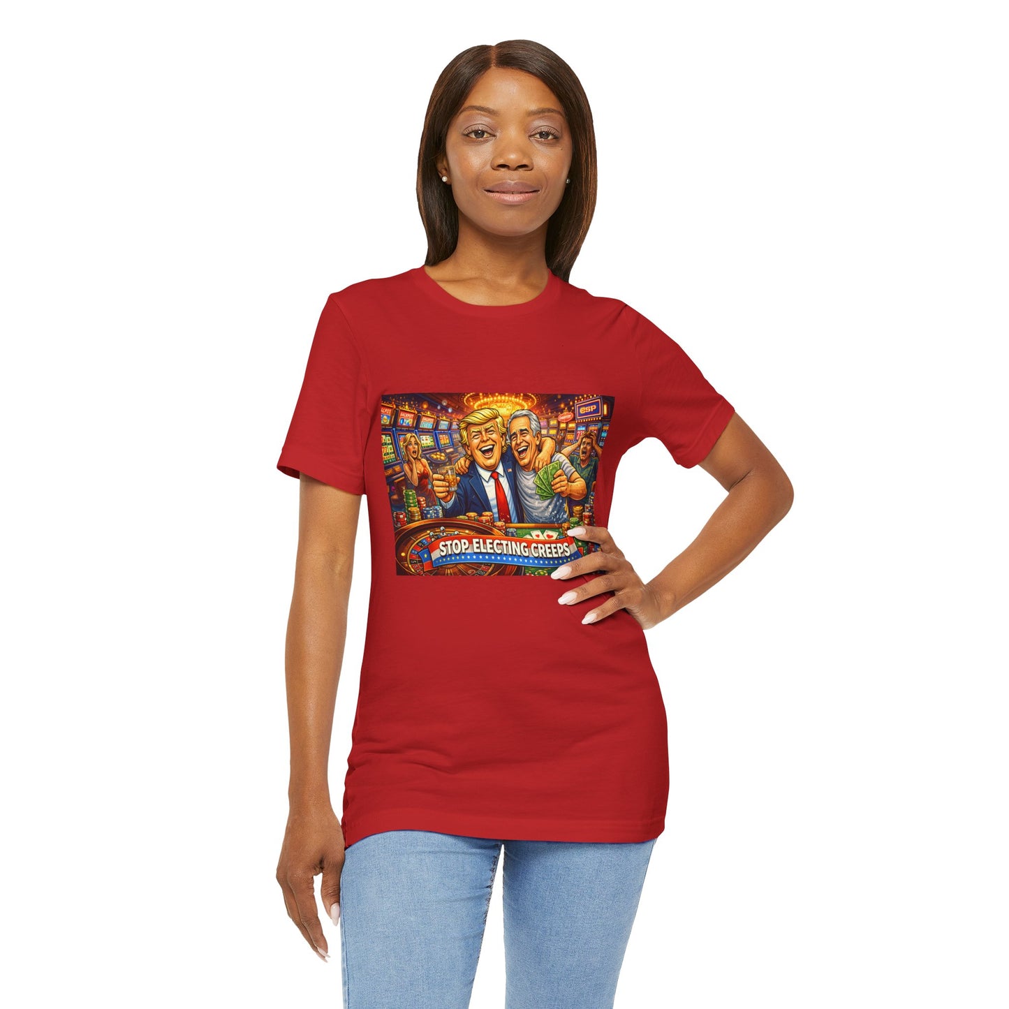 Stop Electing Creeps Graphic Tee — Political Satire T‑Shirt