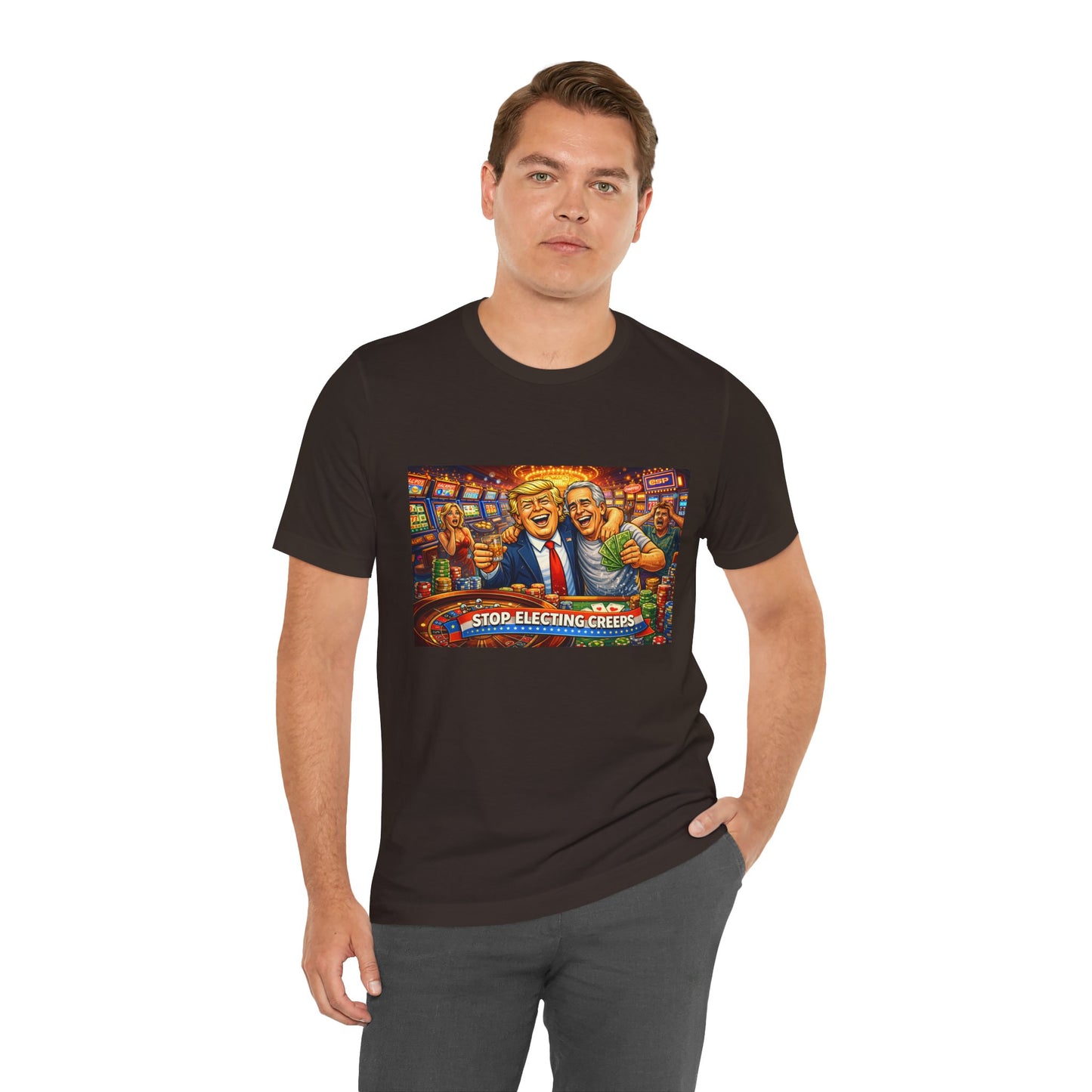 Stop Electing Creeps Graphic Tee — Political Satire T‑Shirt