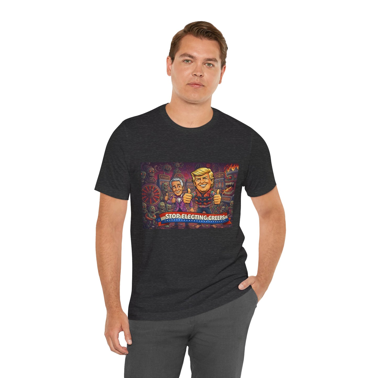 Political Satire Tee — "Stop Electing Creeps" Graphic Shirt