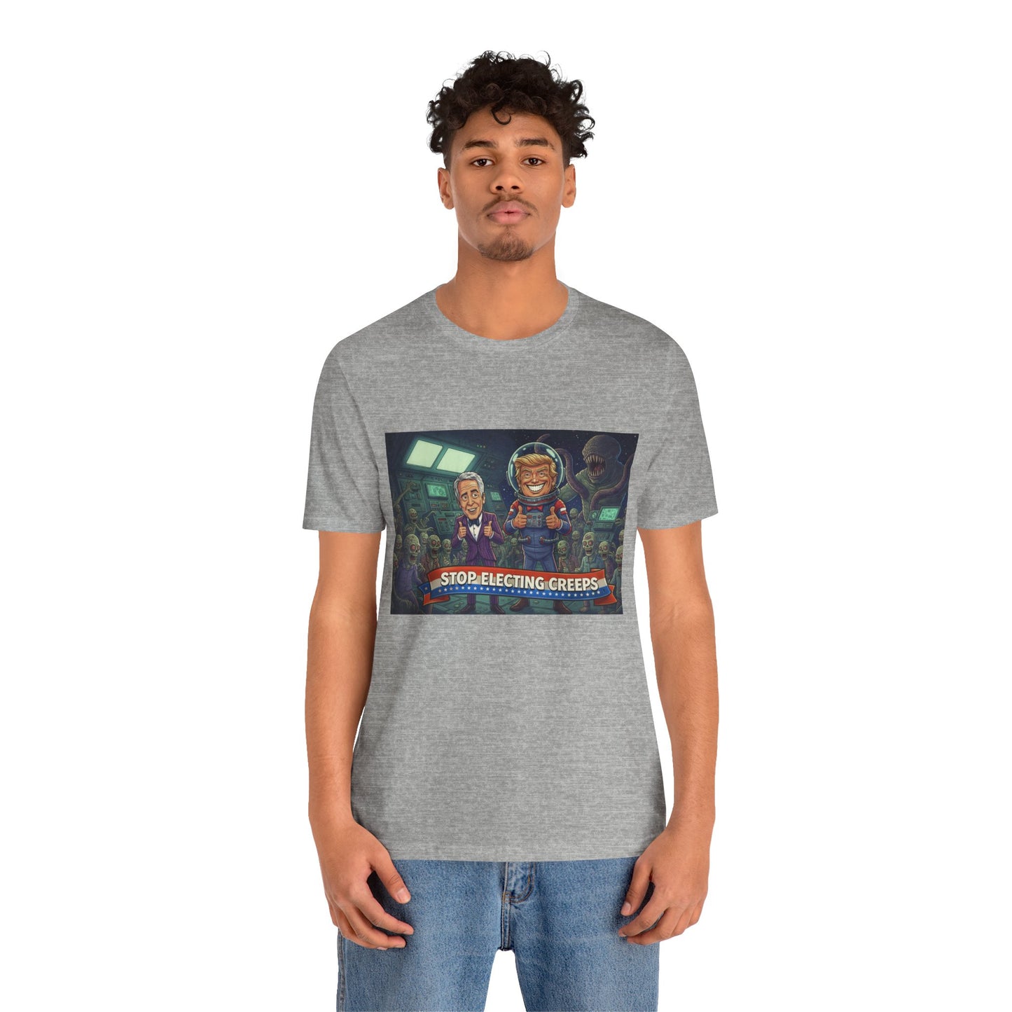 Political Satire Tee — “Stop Electing Creeps” Graphic Shirt
