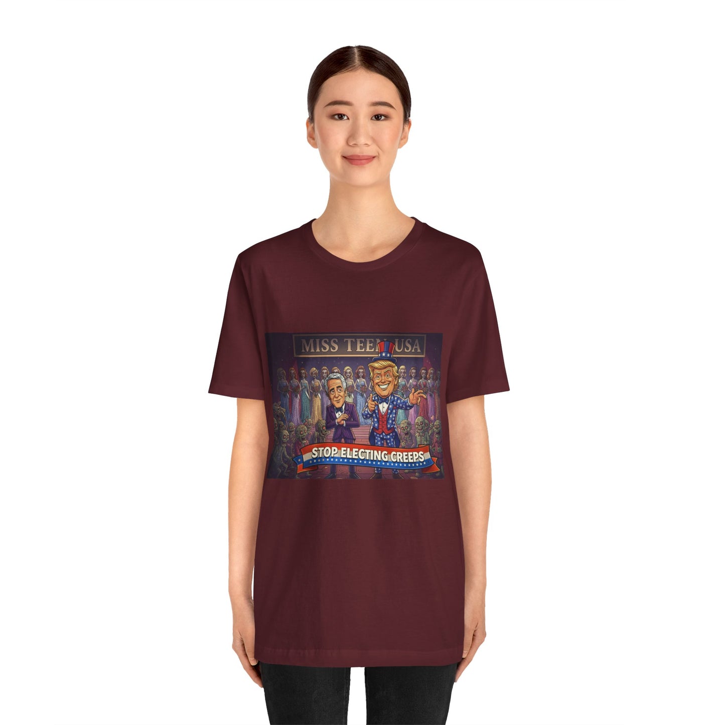 Political Satire Tee – "Stop Electing Creeps" Graphic Shirt