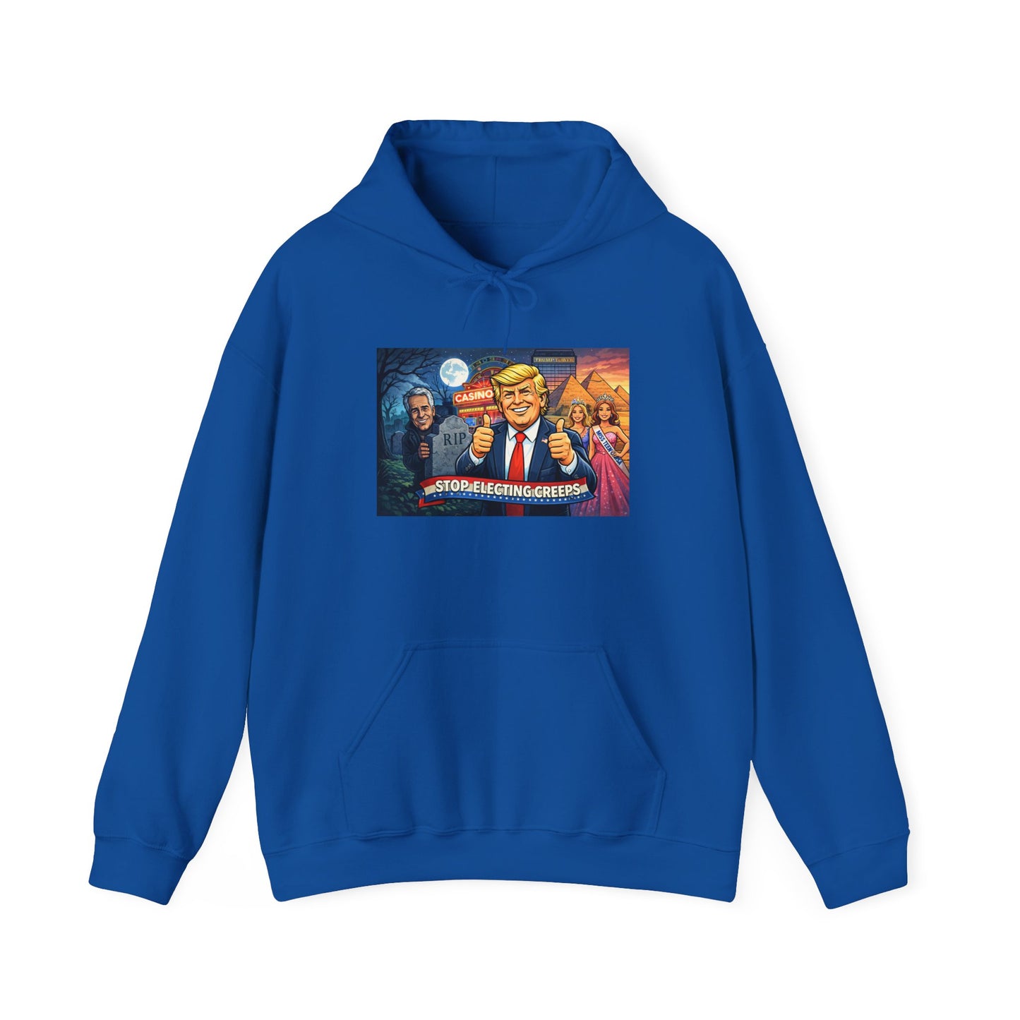 Political Hoodie — 'Make America Grateful' Cartoon Trump & Supporters Graphic Hoodie