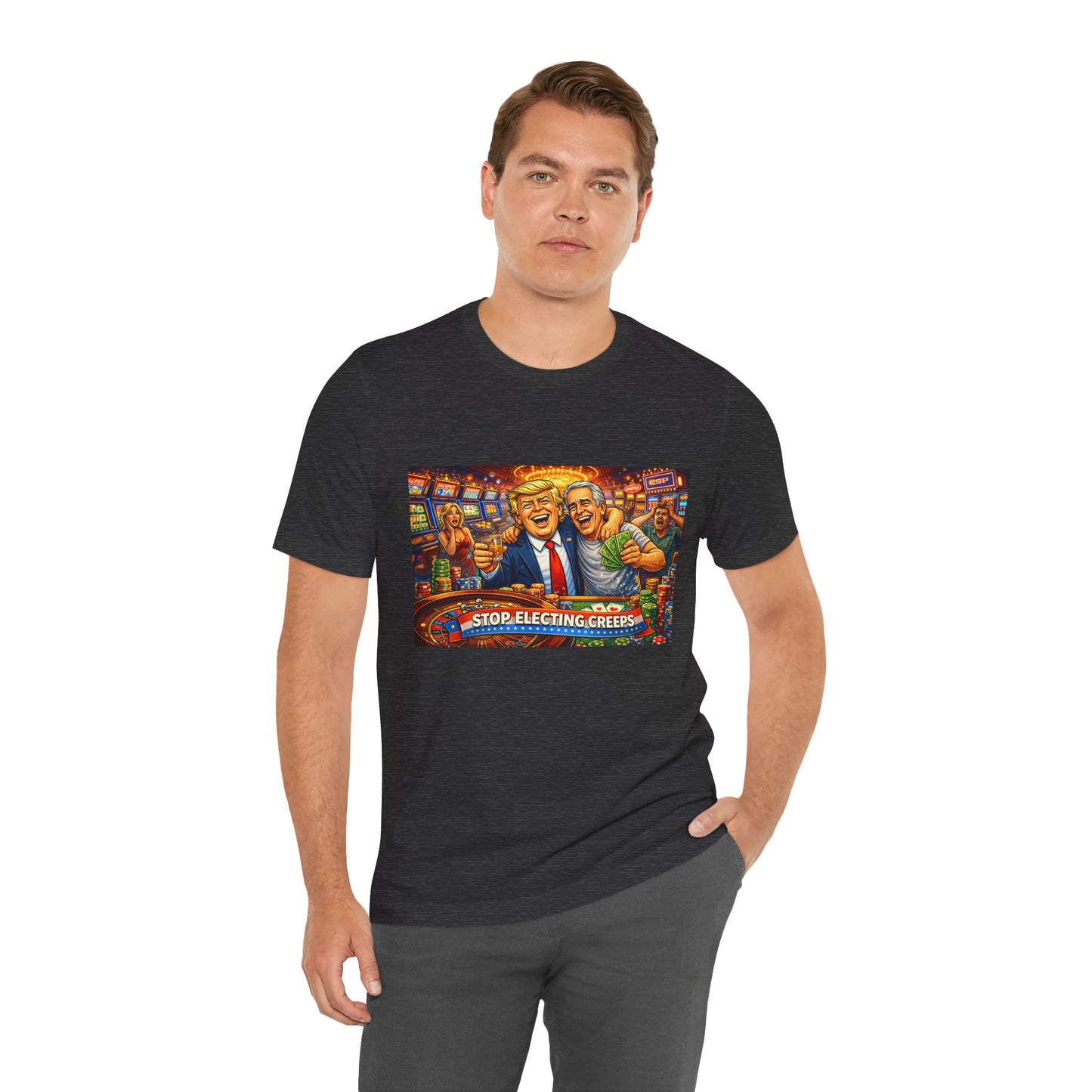 Stop Electing Creeps Graphic Tee — Political Satire T‑Shirt
