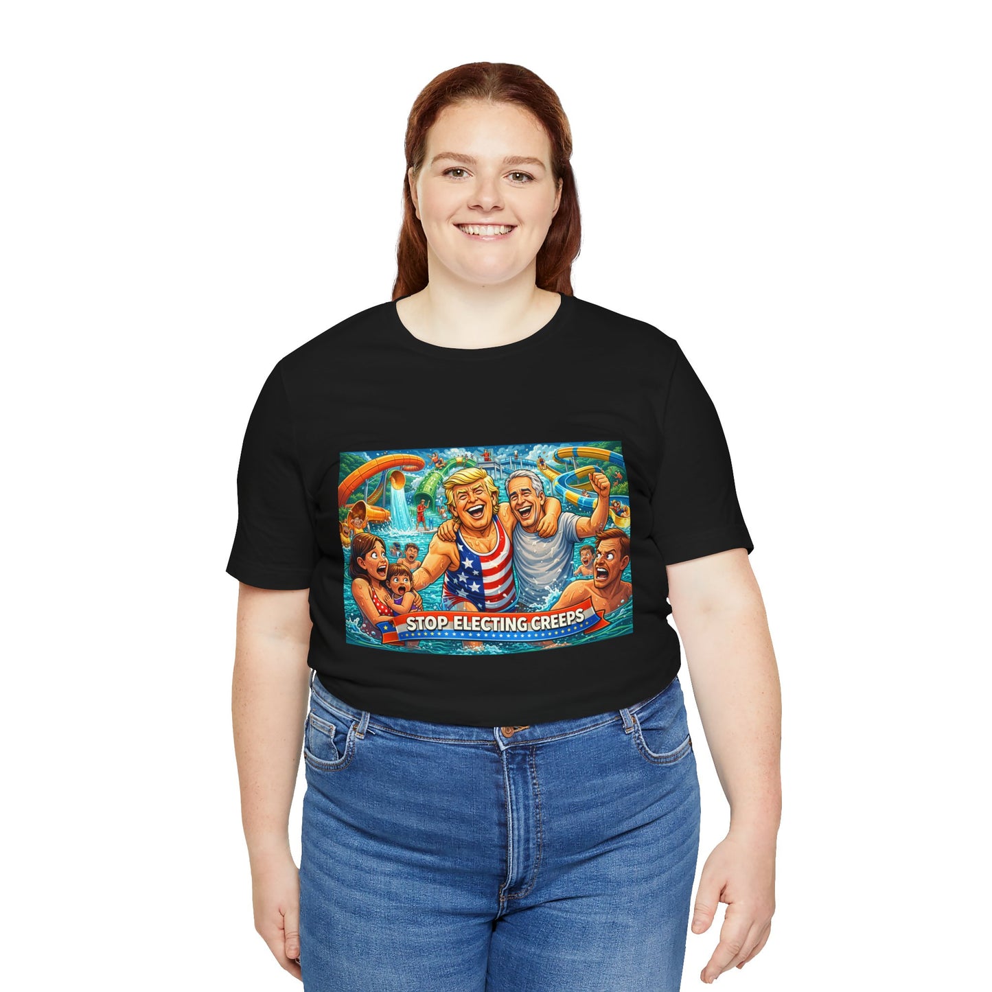 T‑Shirt — "Stop Fleecing Creeps" Beach Party Graphic Tee