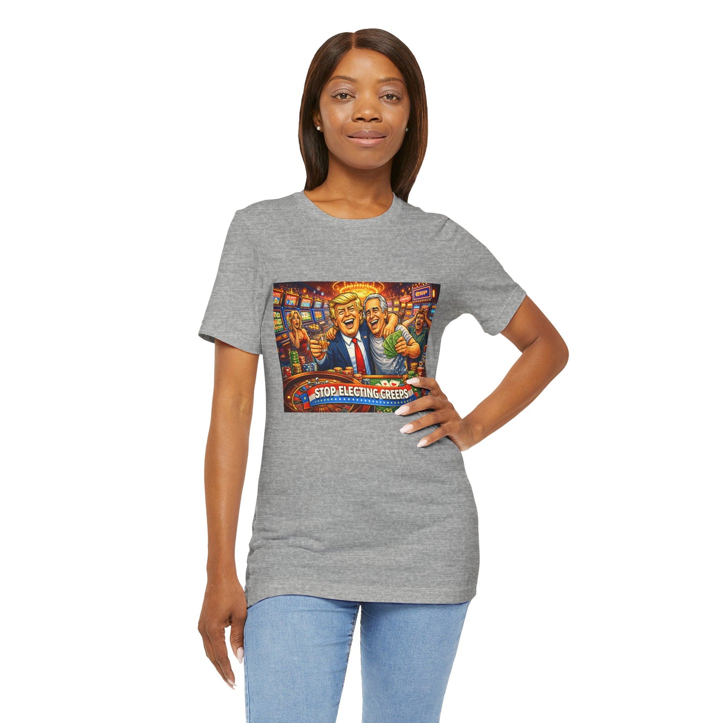 Stop Electing Creeps Graphic Tee — Political Satire T‑Shirt