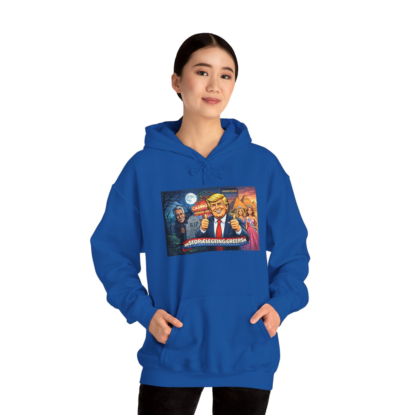 Political Hoodie — 'Make America Grateful' Cartoon Trump & Supporters Graphic Hoodie