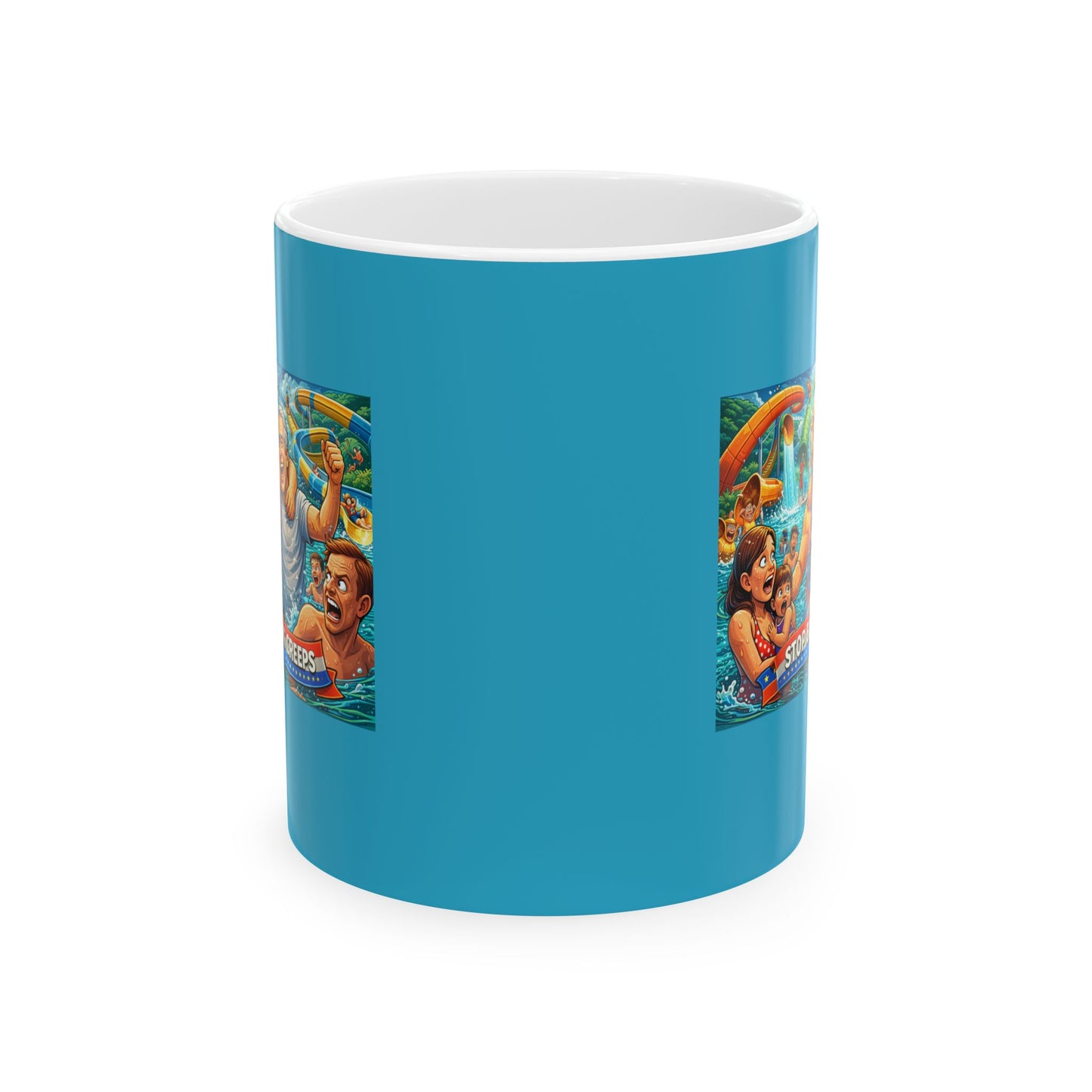 Beach Day Ceramic Mug — Retro Surfing Cartoon Design (11oz & 15oz)
