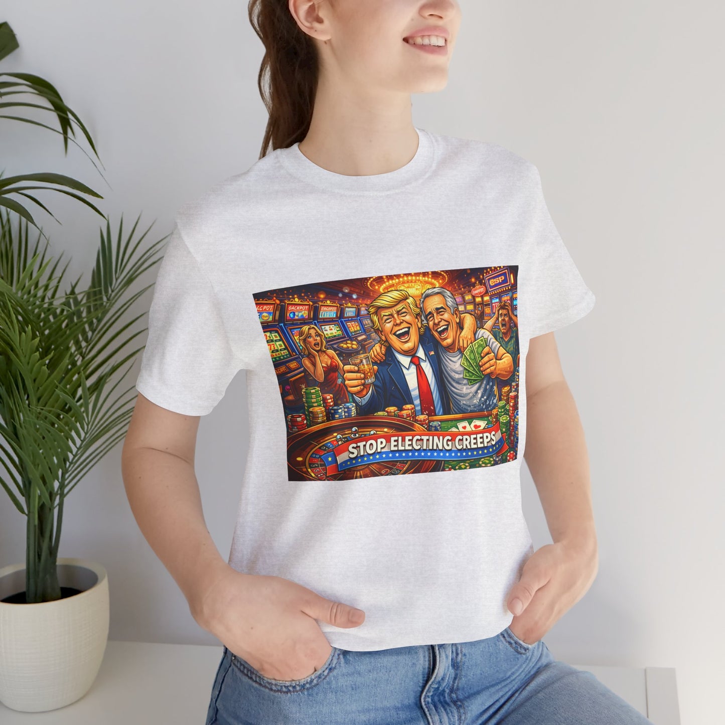 Stop Electing Creeps Graphic Tee — Political Satire T‑Shirt