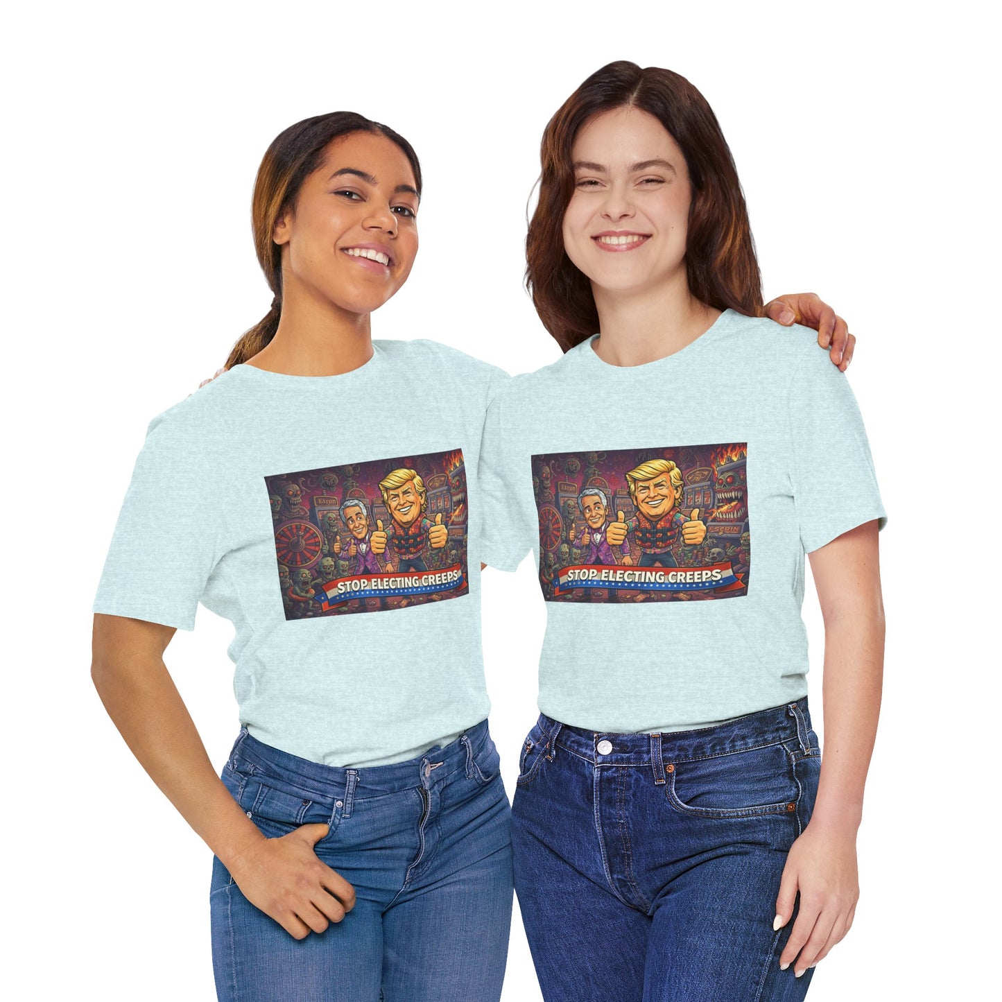 Political Satire Tee — "Stop Electing Creeps" Graphic Shirt