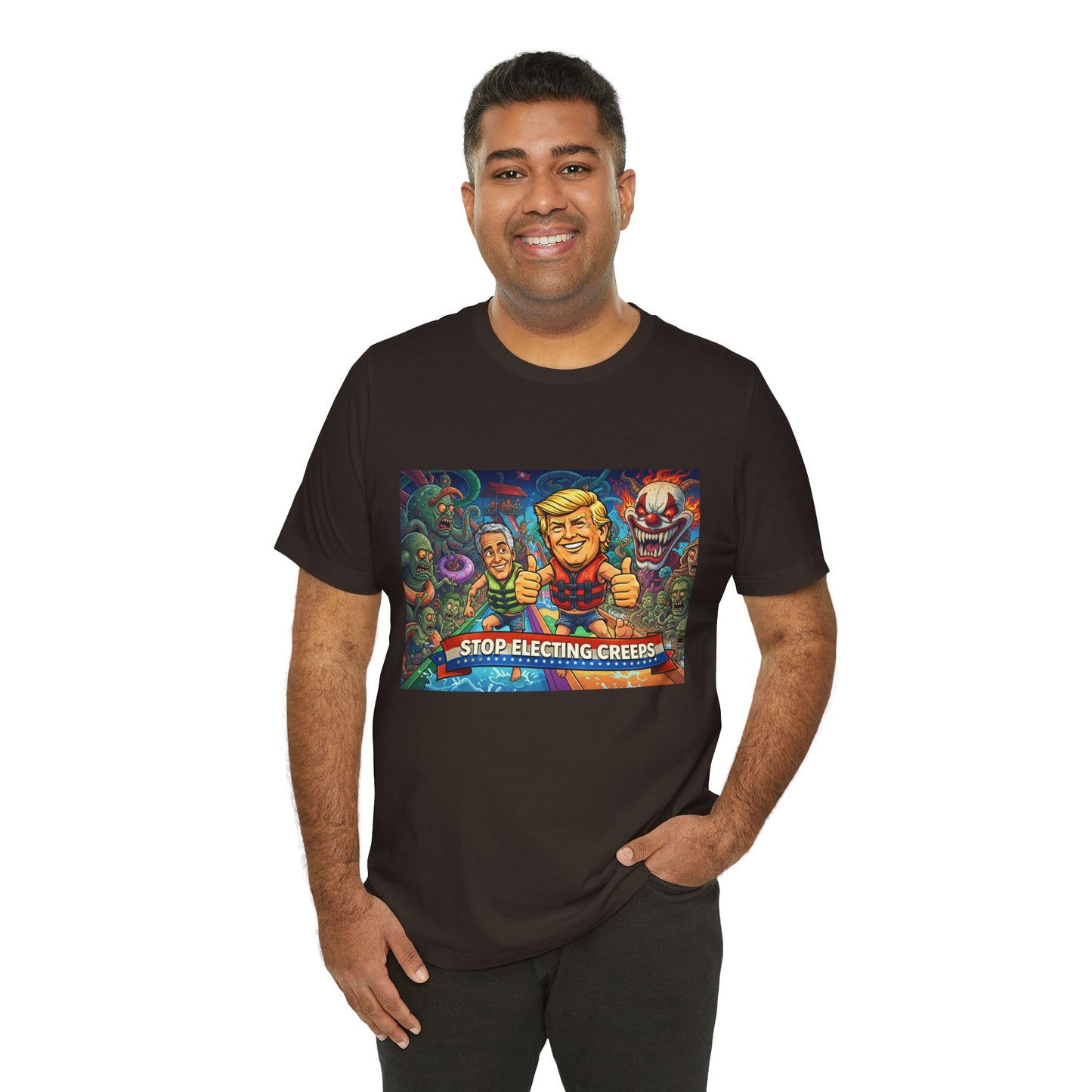 Political Graphic Tee — "Stop Electing Creeps" Bold Protest T‑Shirt