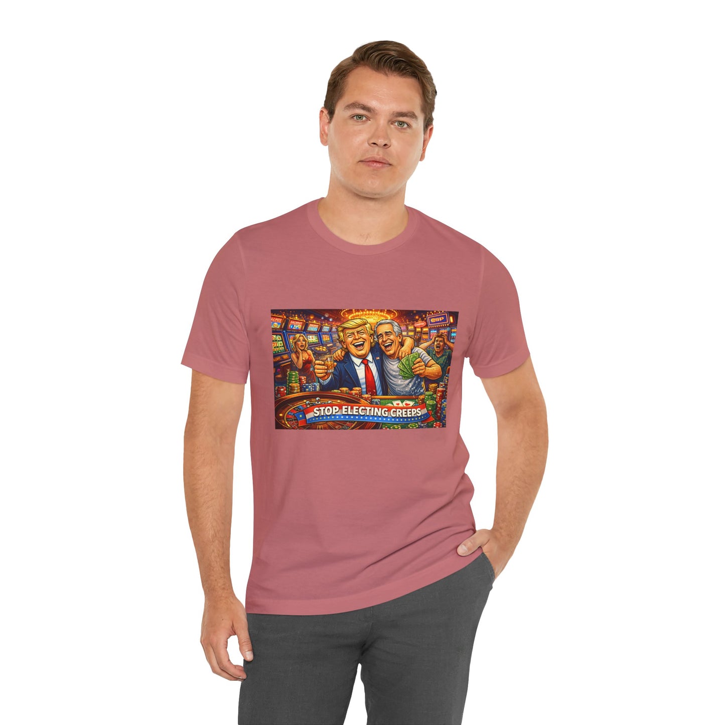 Stop Electing Creeps Graphic Tee — Political Satire T‑Shirt