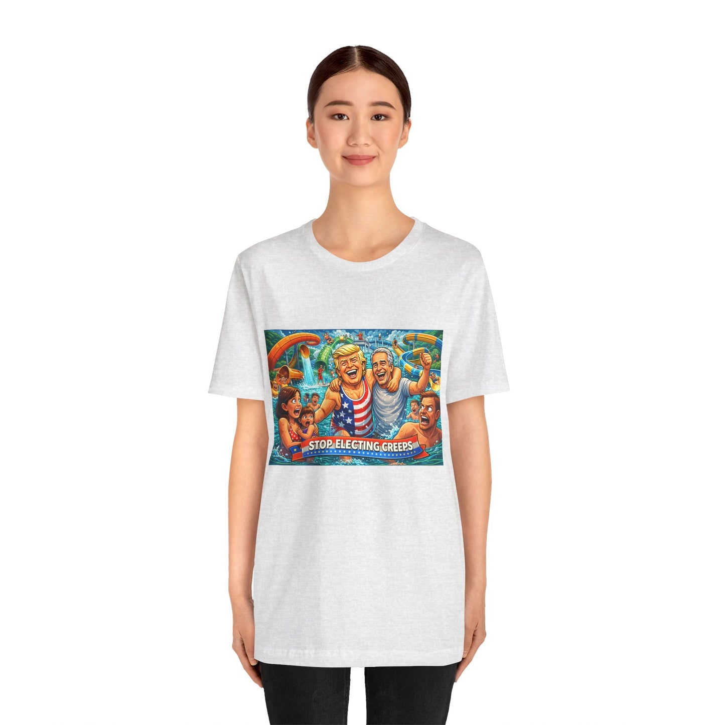 T‑Shirt — "Stop Fleecing Creeps" Beach Party Graphic Tee