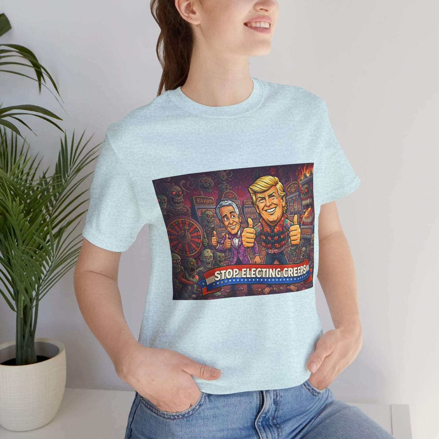 Political Satire Tee — "Stop Electing Creeps" Graphic Shirt