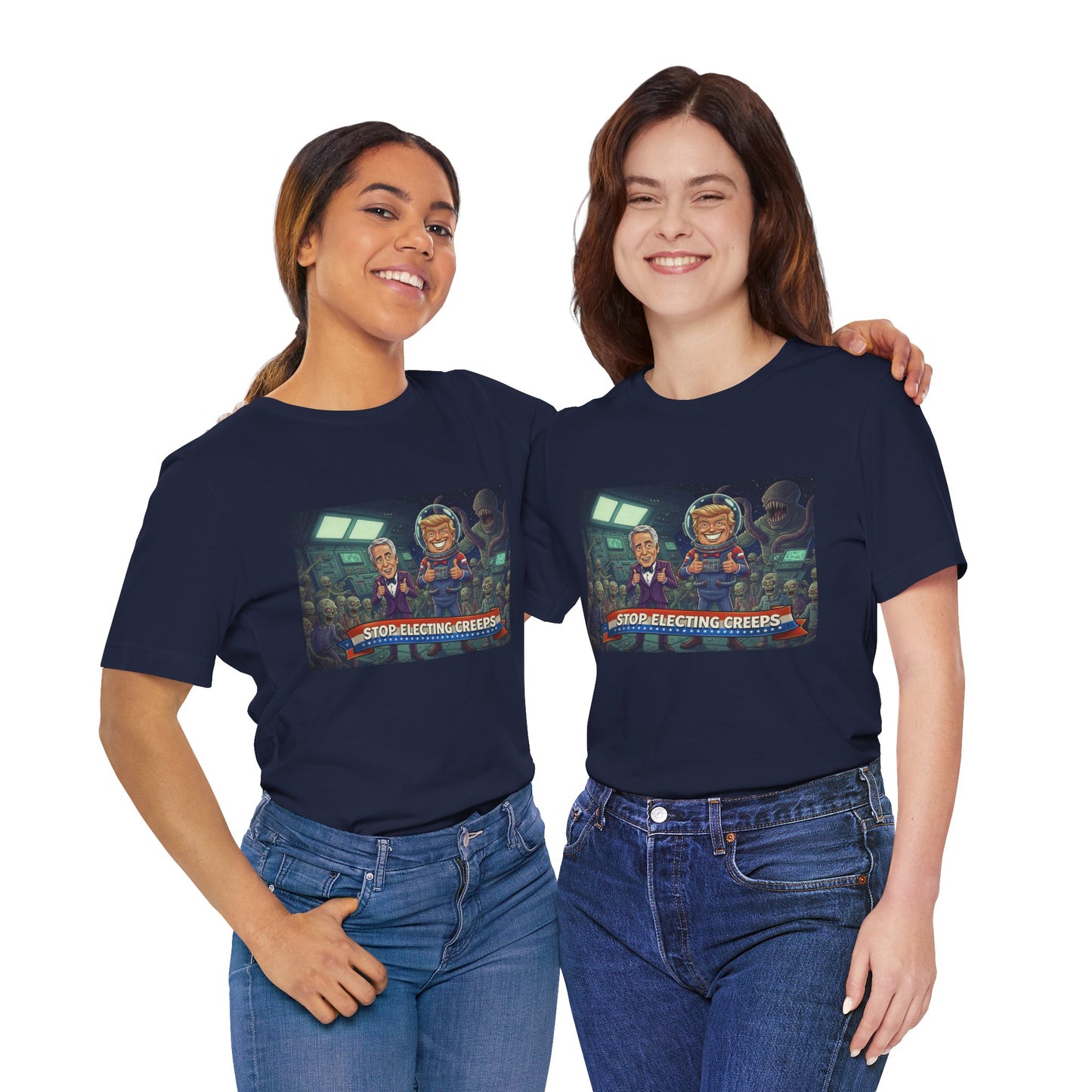 Political Satire Tee — “Stop Electing Creeps” Graphic Shirt