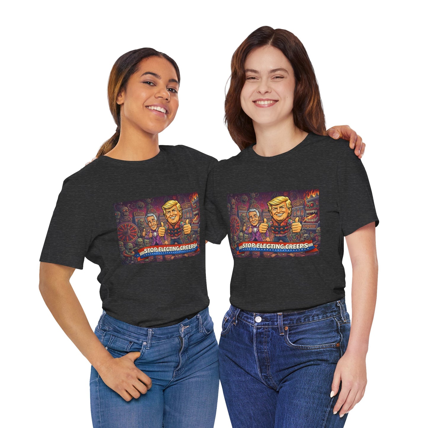 Political Satire Tee — "Stop Electing Creeps" Graphic Shirt