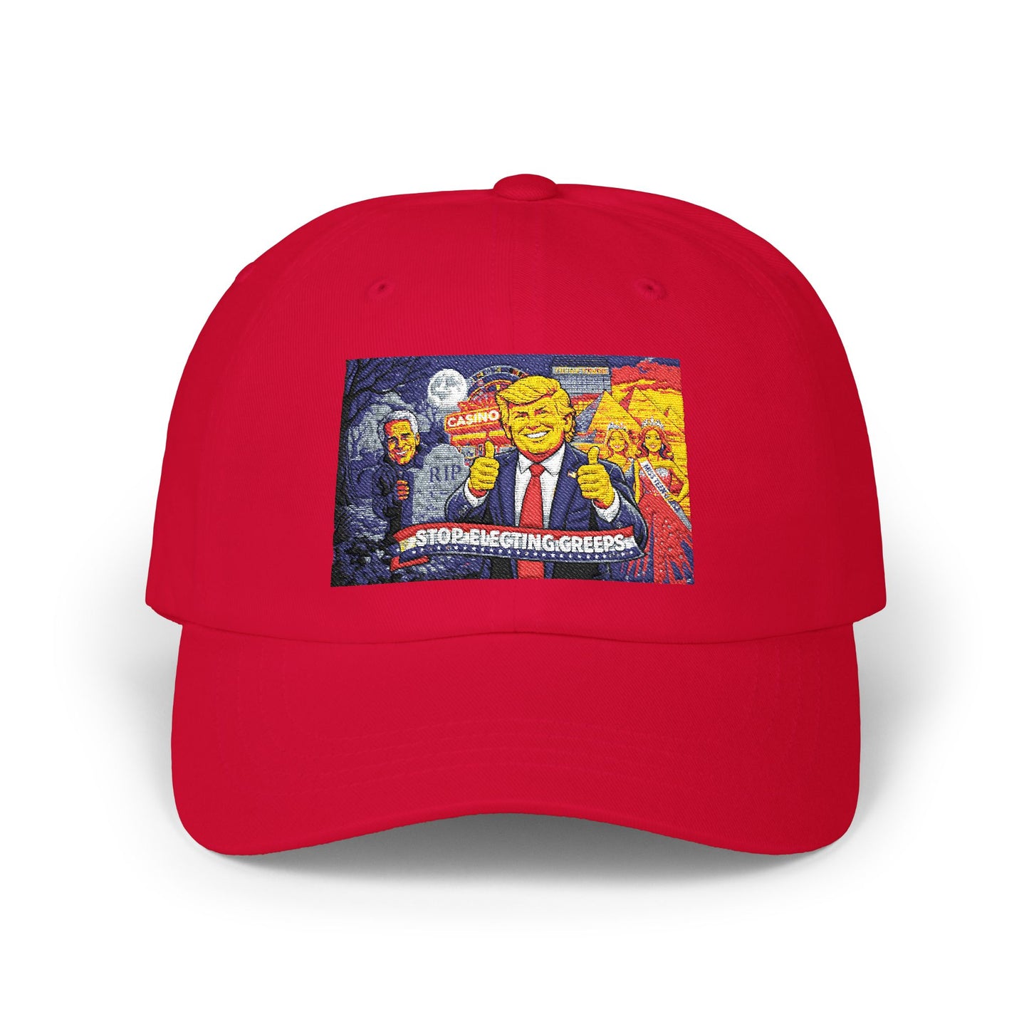 Dad Cap with Pixel Art Political Leader Design