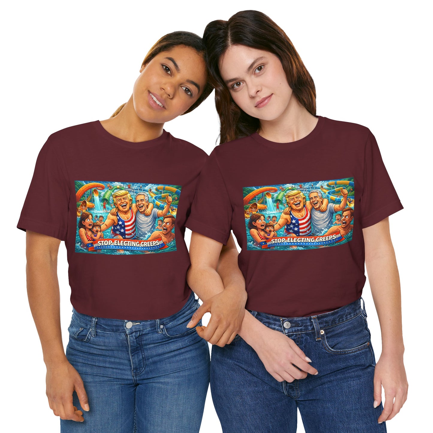 T‑Shirt — "Stop Fleecing Creeps" Beach Party Graphic Tee