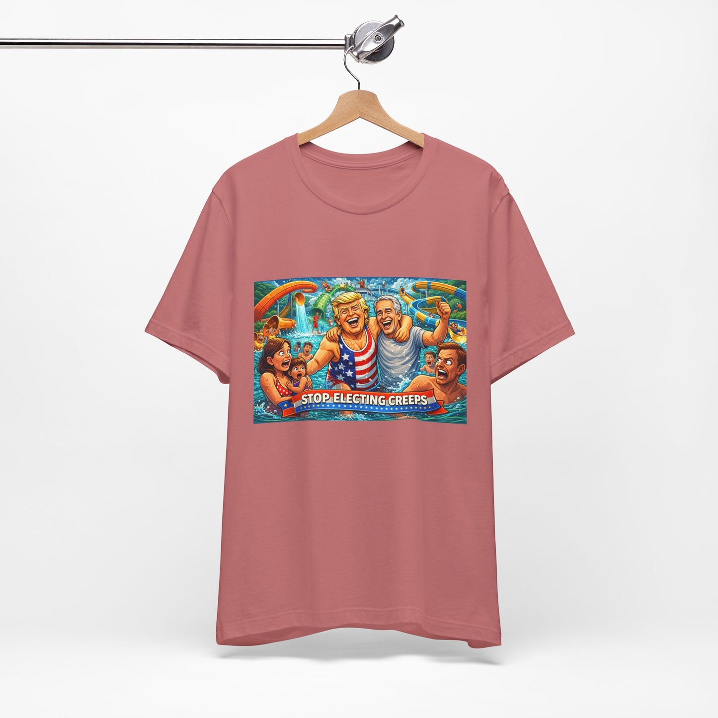T‑Shirt — "Stop Fleecing Creeps" Beach Party Graphic Tee