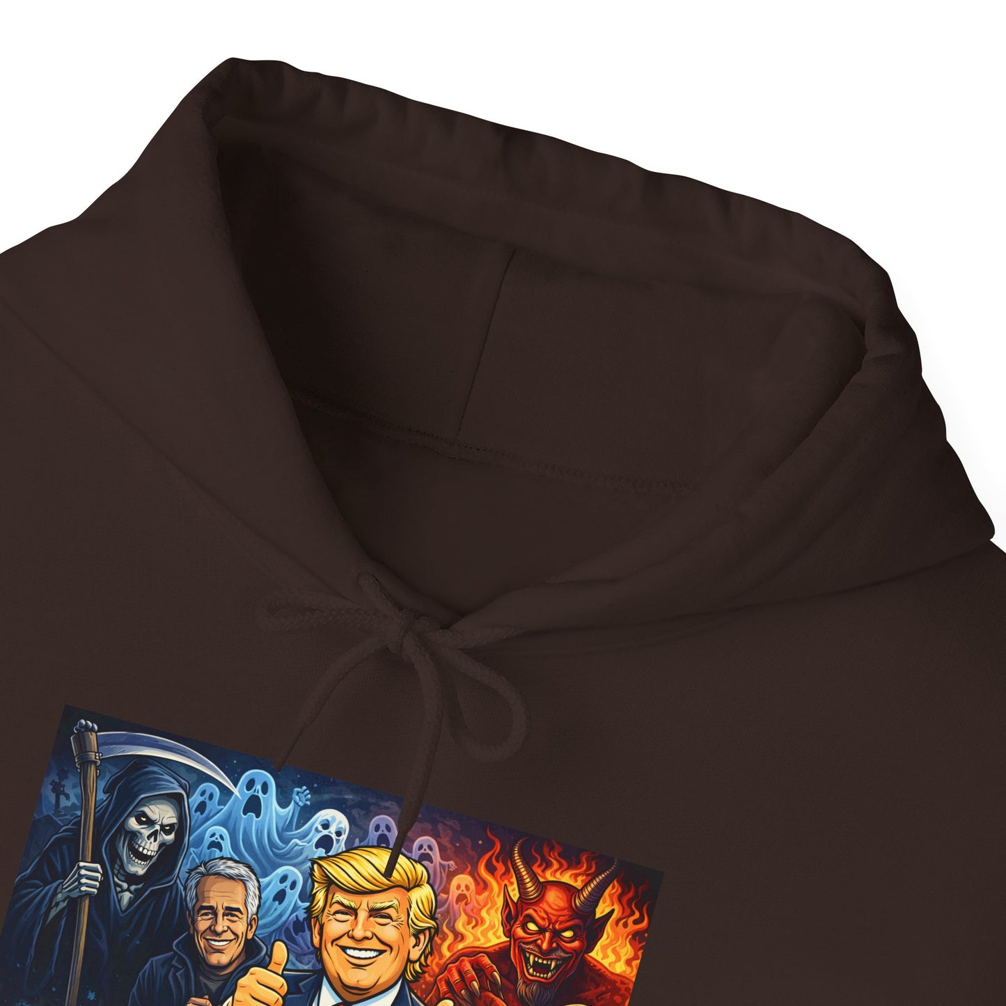 Political Caricature Hoodie — Bold Retro Satire Graphic Sweatshirt