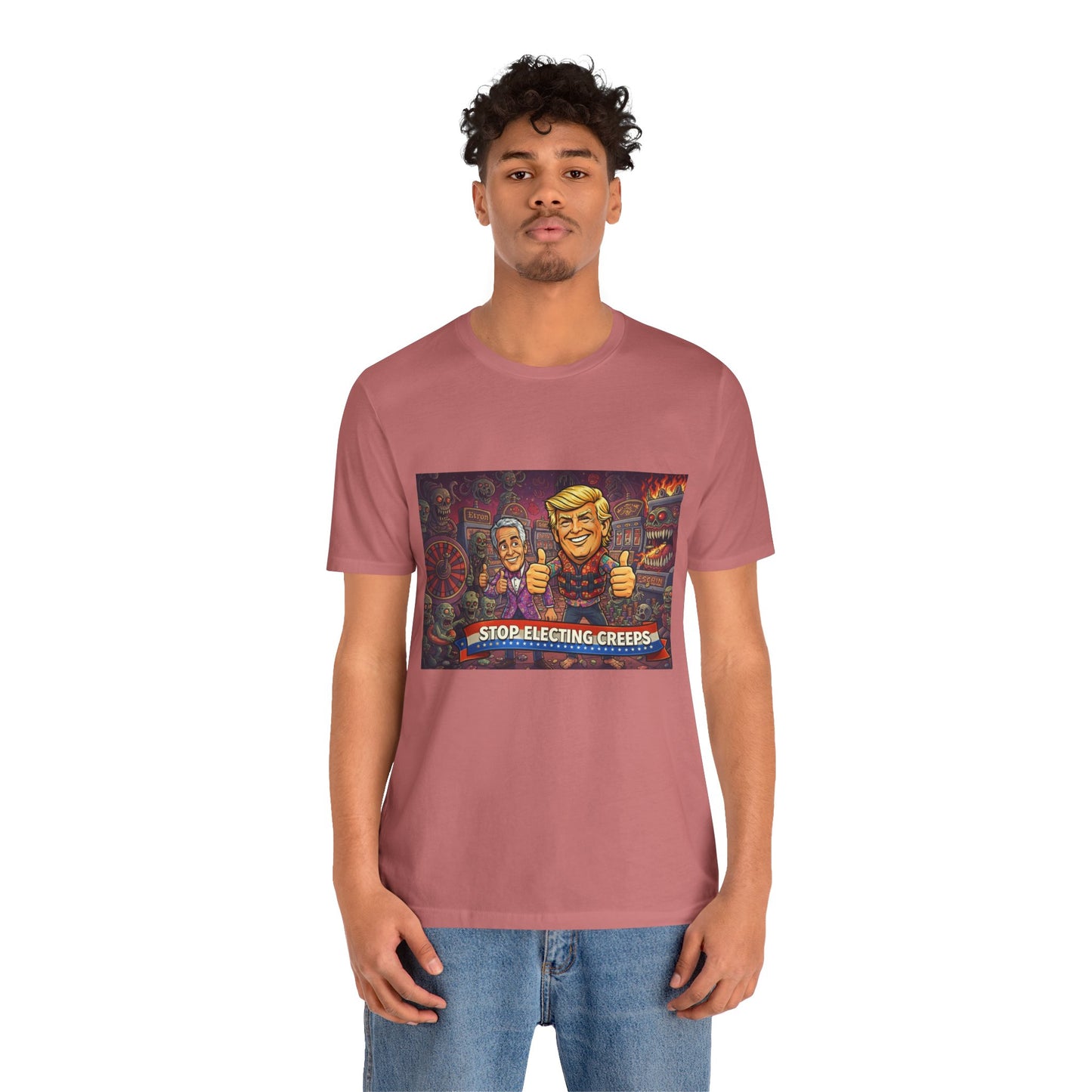Political Satire Tee — "Stop Electing Creeps" Graphic Shirt