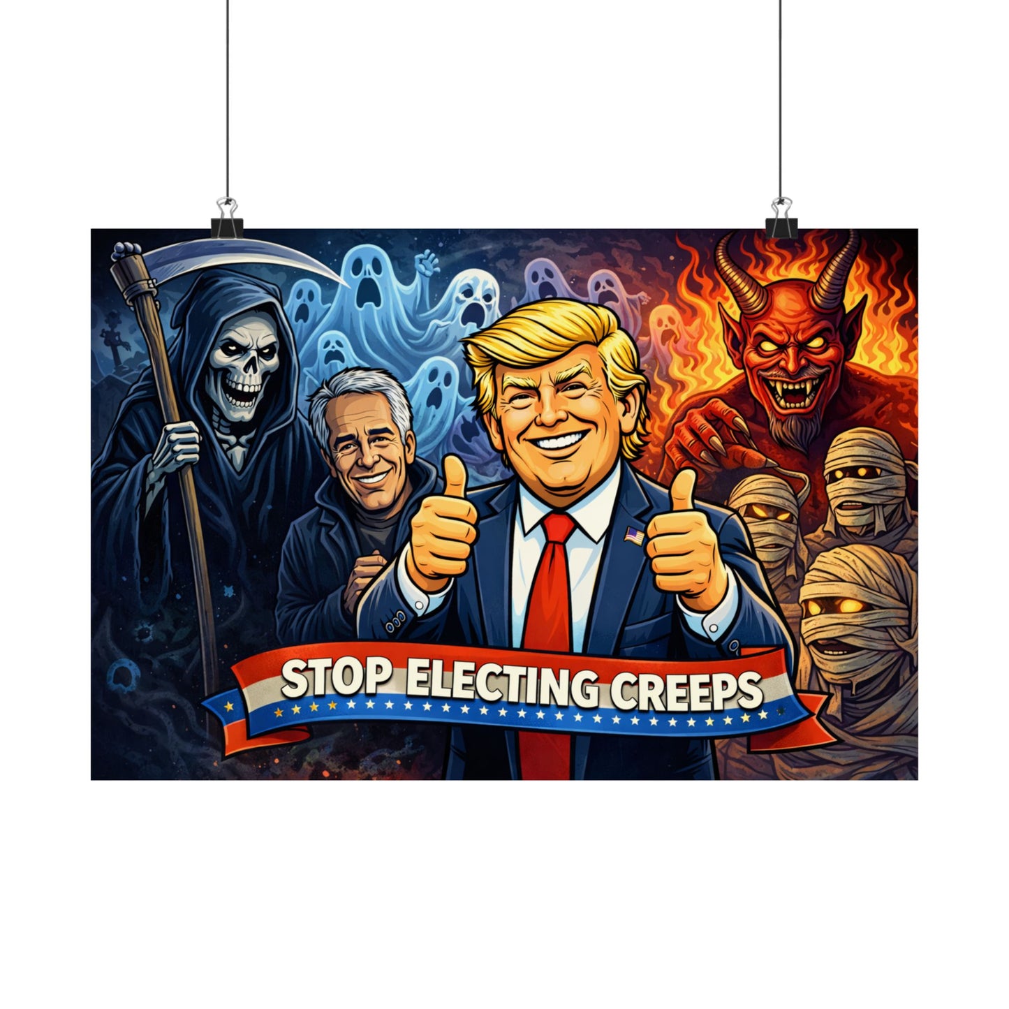 Matte Horizontal Poster — "Stop Electing Creeps" Political Satire Print