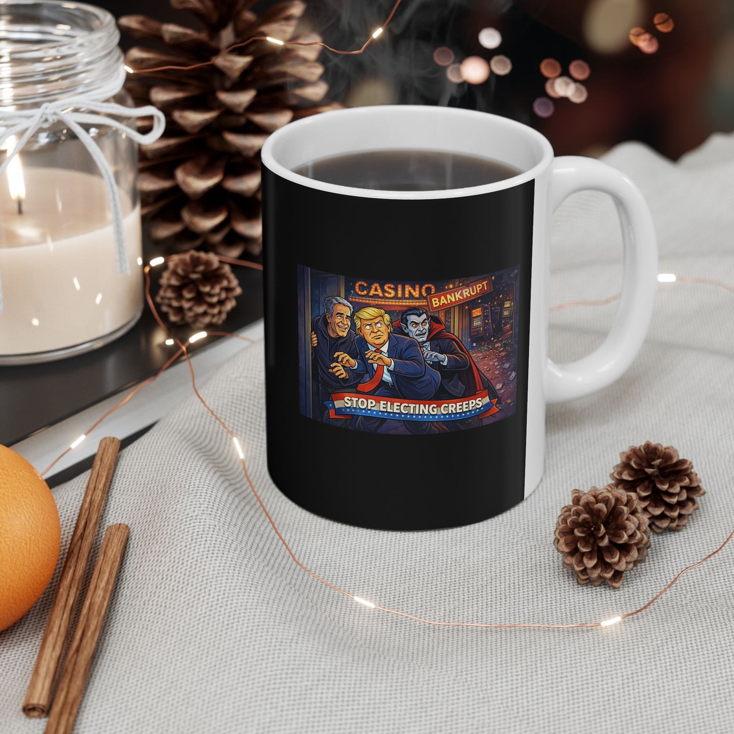 Coffee Mug — Cozy Nighttime Reading Illustration Ceramic Mug (11oz, 15oz)