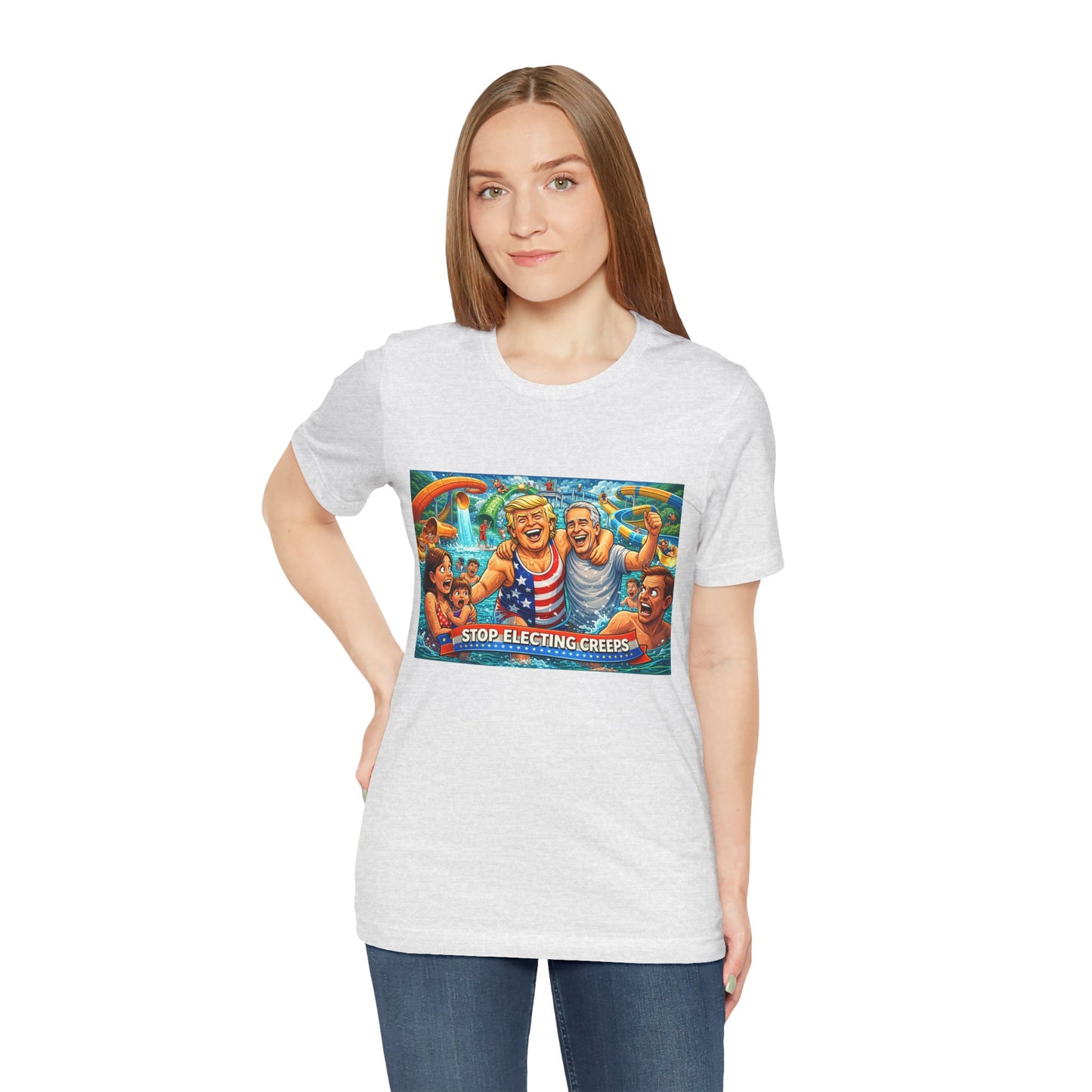 T‑Shirt — "Stop Fleecing Creeps" Beach Party Graphic Tee